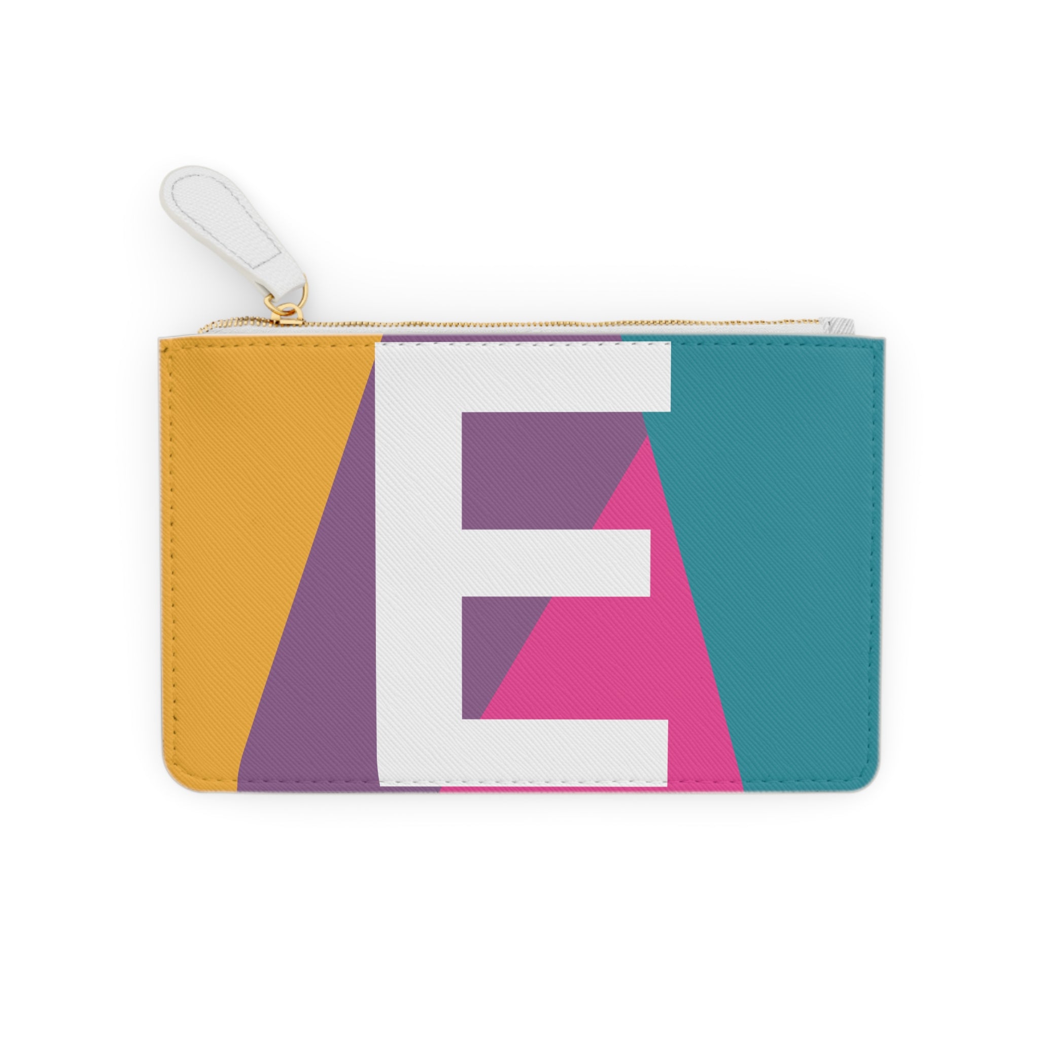 Initial E Mini Clutch — Colorblock Monogram Wristlet Wallet