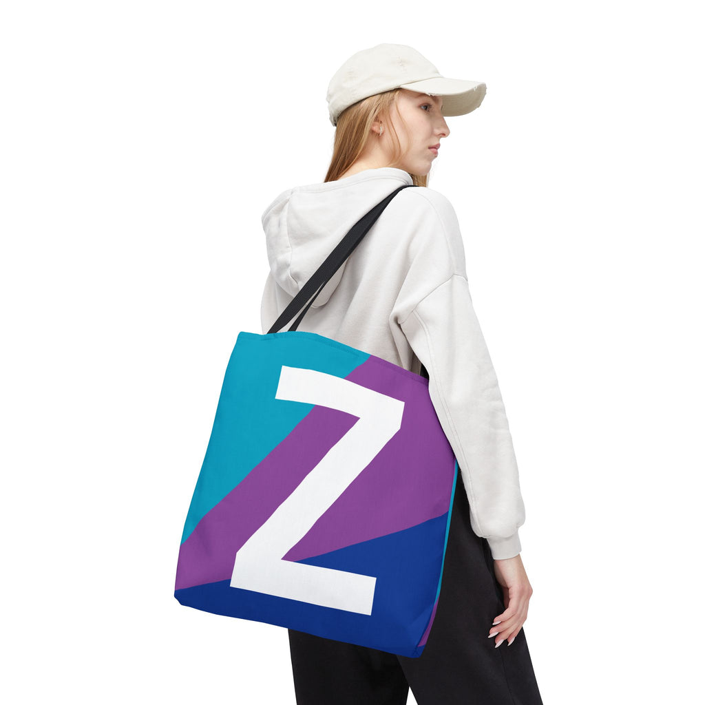 Monogram 'Z' Colorblock Tote Bag — Personalized Initial Z Shoulder Tote