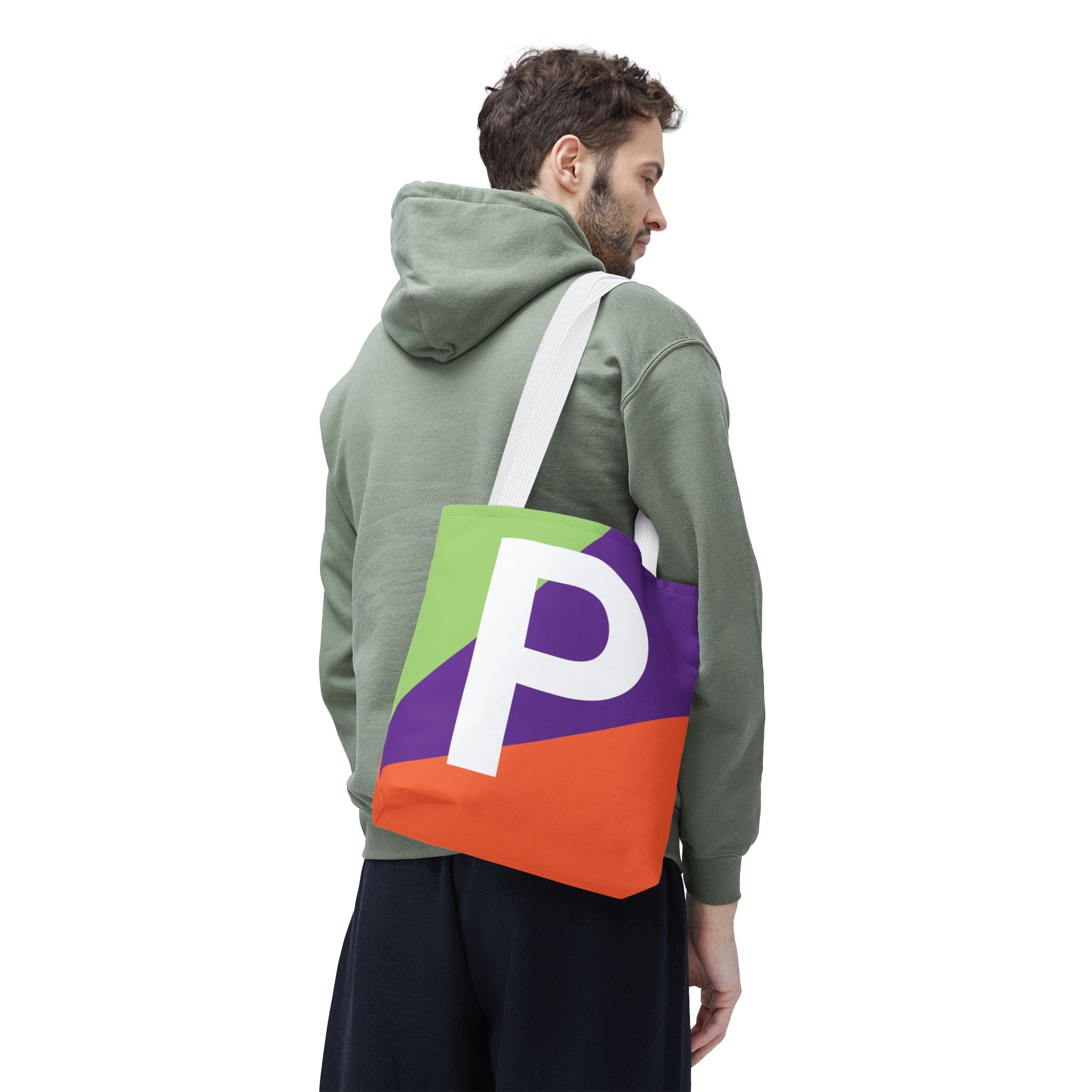 Monogram 'P' Colorblock Tote Bag — Personalized Initial P Shoulder Tote