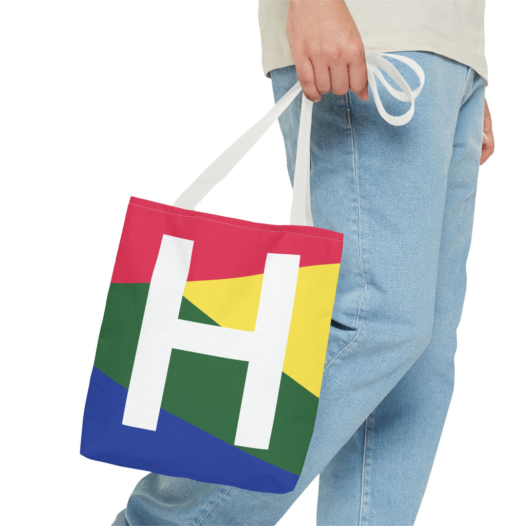Monogram 'H' Colorblock Tote Bag — Personalized Initial H Shoulder Tote