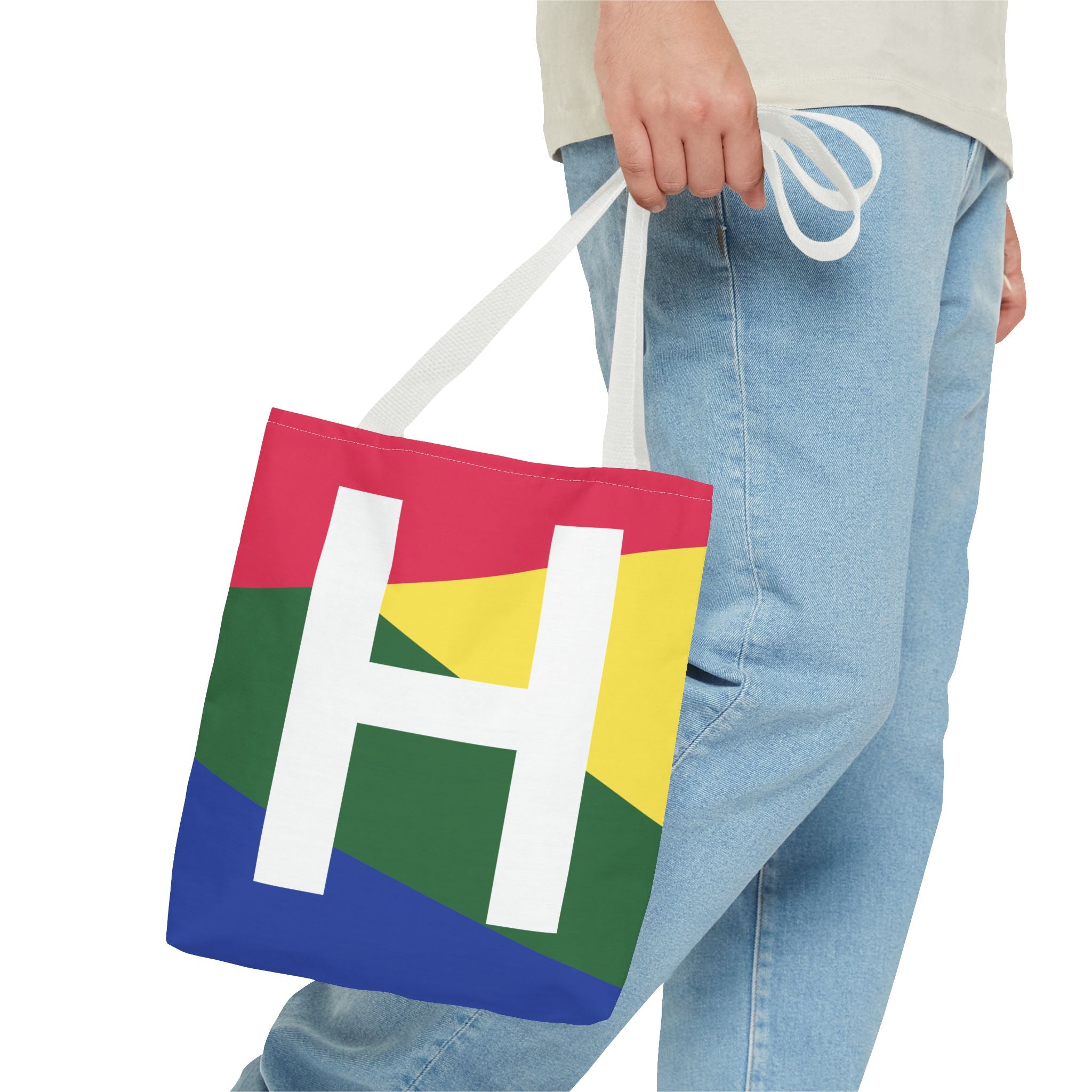 Monogram 'H' Colorblock Tote Bag — Personalized Initial H Shoulder Tote