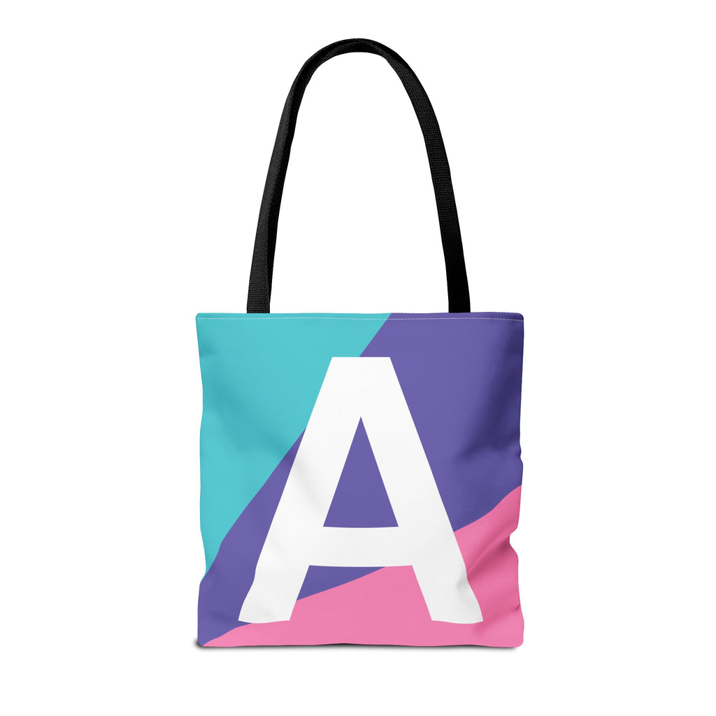 Monogram 'A' Colorblock Tote Bag — Personalized Initial A Shoulder Tote