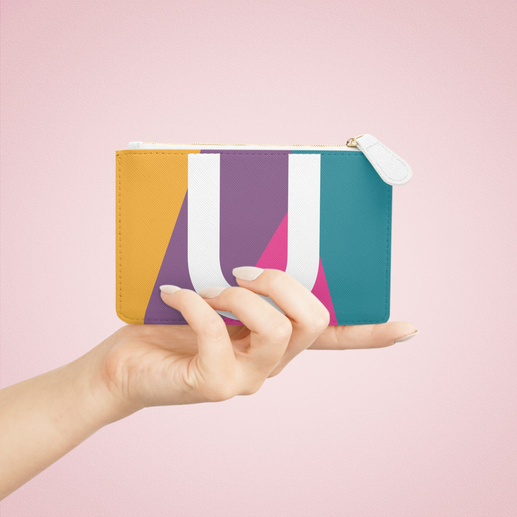 Initial U Mini Clutch — Colorblock Monogram Wristlet Wallet