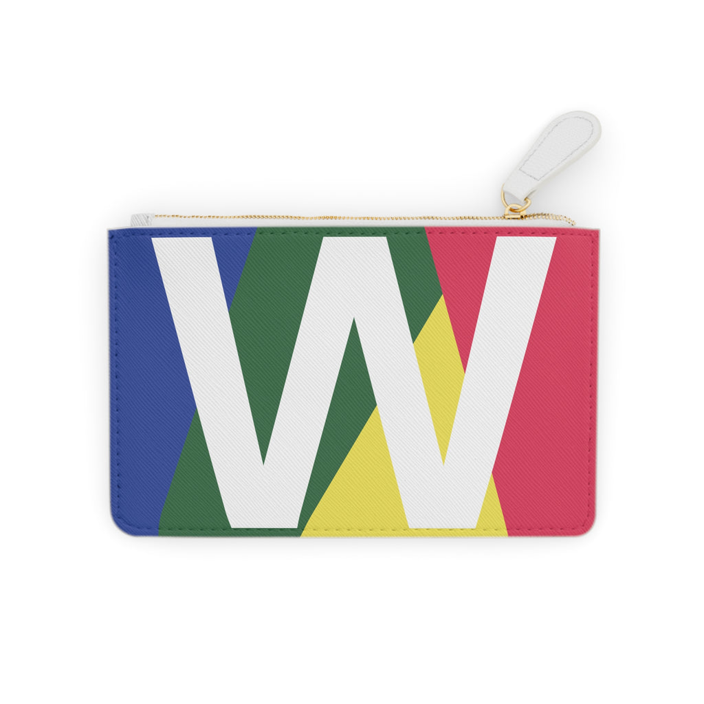 Initial W Mini Clutch — Colorblock Monogram Wristlet Wallet