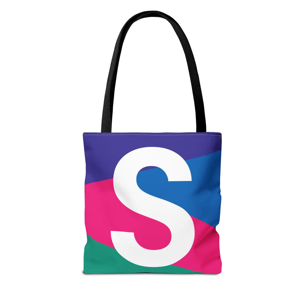 Monogram 'S' Colorblock Tote Bag — Personalized Initial S Shoulder Tote