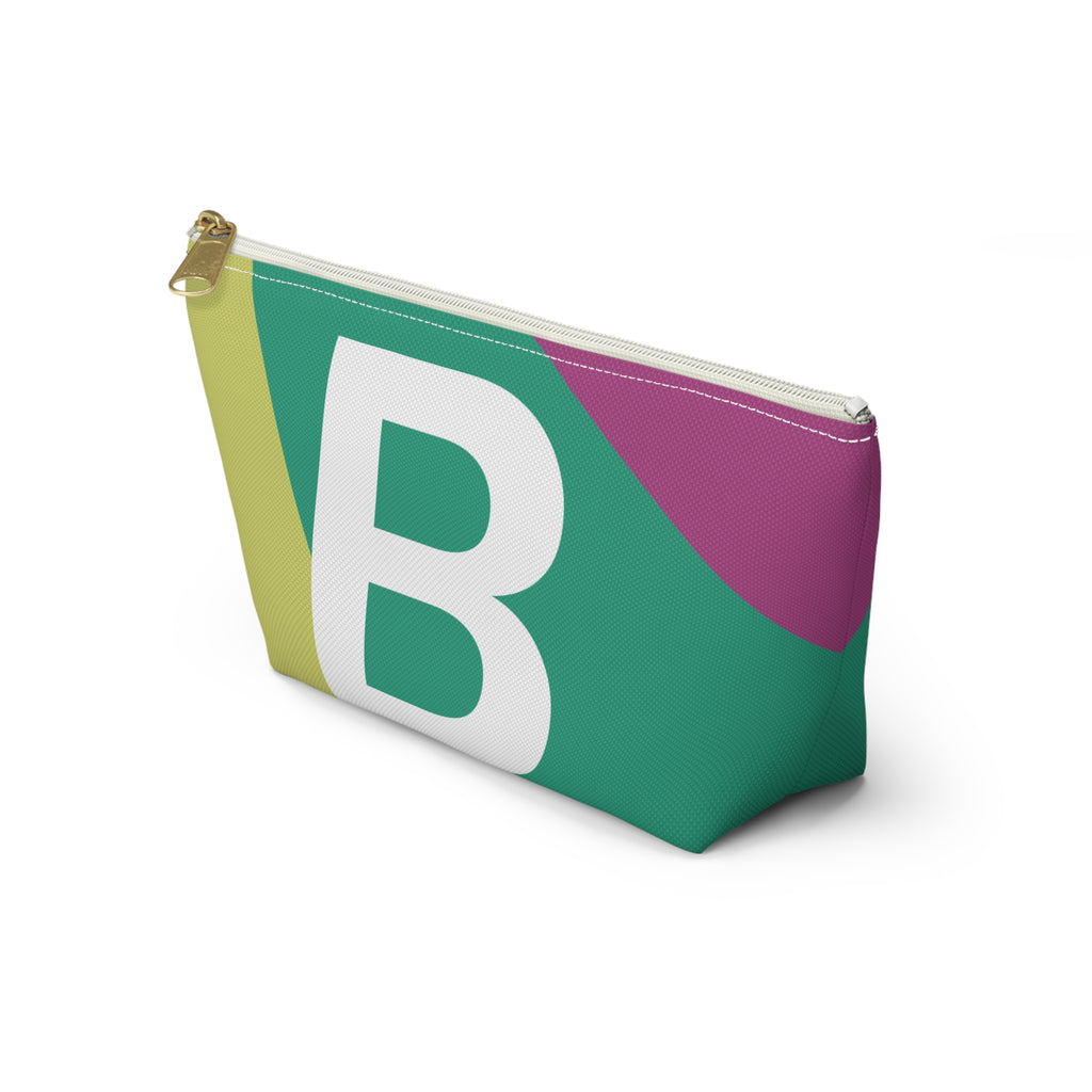 Initials Colorblock Accessory Pouch — Monogram B T-Bottom Cosmetic Bag