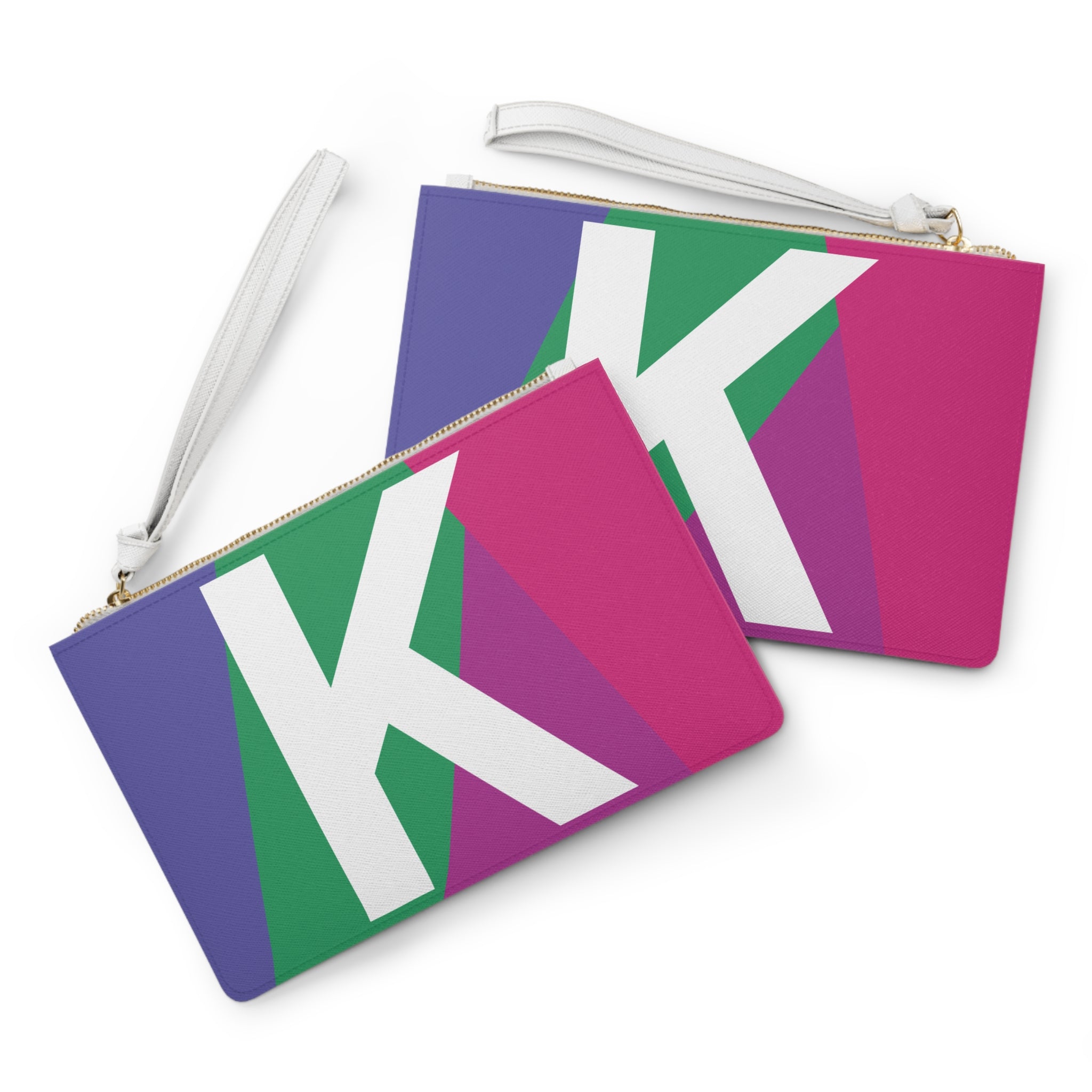 Monogram 'K' Colorblock Clutch Bag — Bold Geometric Wristlet for Everyday & Gifts