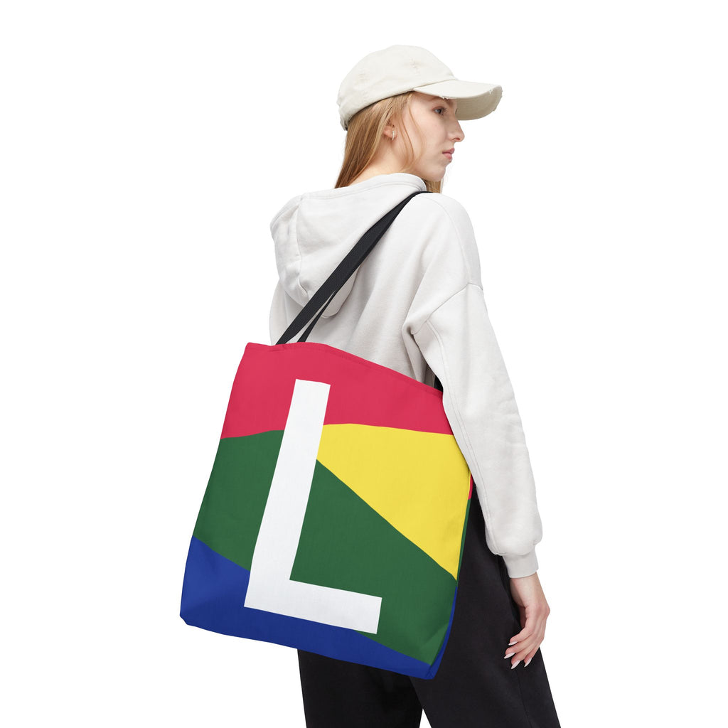 Monogram 'L' Colorblock Tote Bag — Personalized Initial L Shoulder Tote