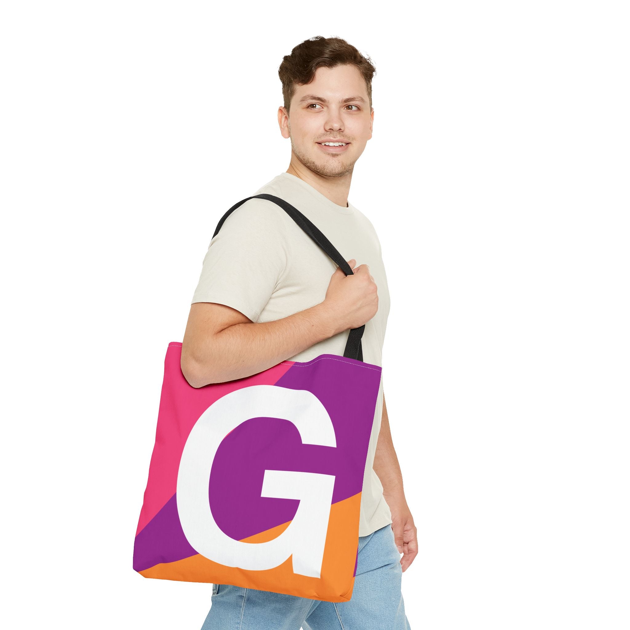 Monogram 'G' Colorblock Tote Bag — Personalized Initial G Shoulder Tote