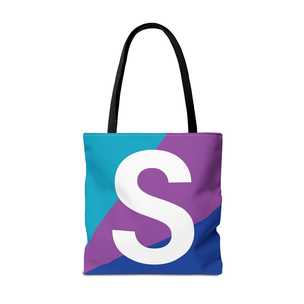 Monogram 'S' Colorblock Tote Bag — Personalized Initial S Shoulder Tote
