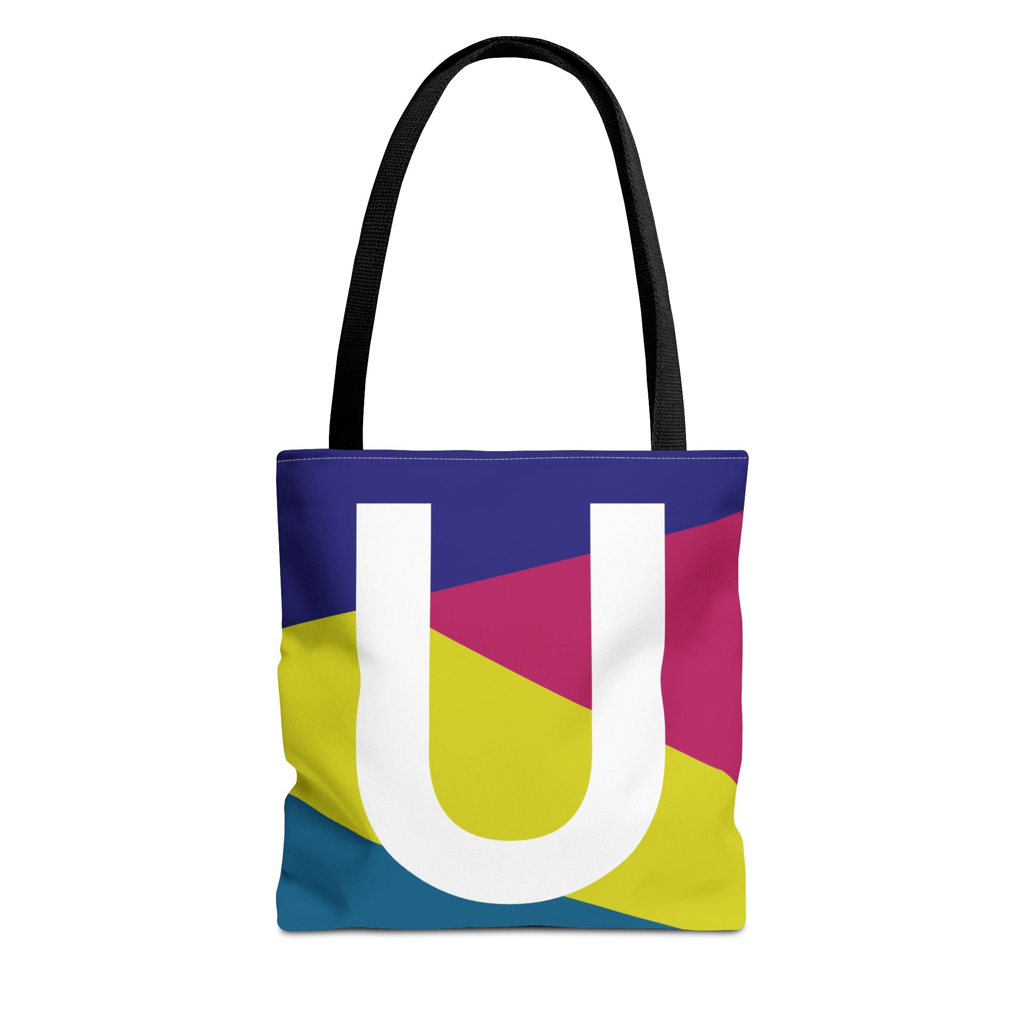 Monogram 'U' Colorblock Tote Bag — Personalized Initial U Shoulder Tote