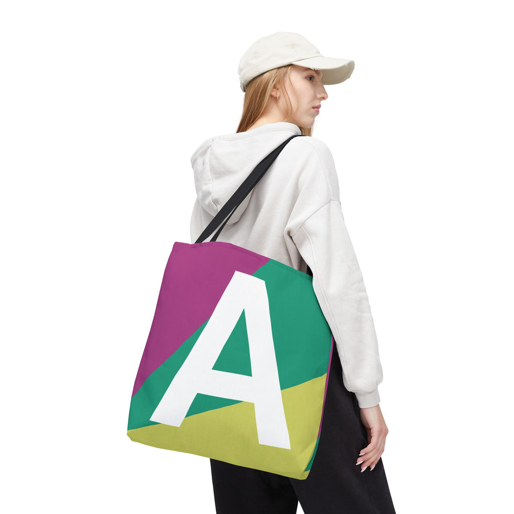 Monogram 'A' Colorblock Tote Bag — Personalized Initial A Shoulder Tote