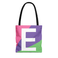 Monogram 'E' Colorblock Tote Bag — Personalized Initial E Shoulder Tote