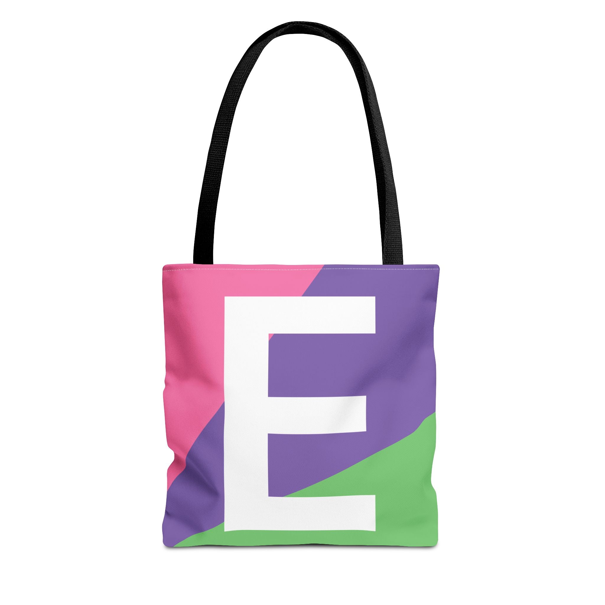 Monogram 'E' Colorblock Tote Bag — Personalized Initial E Shoulder Tote