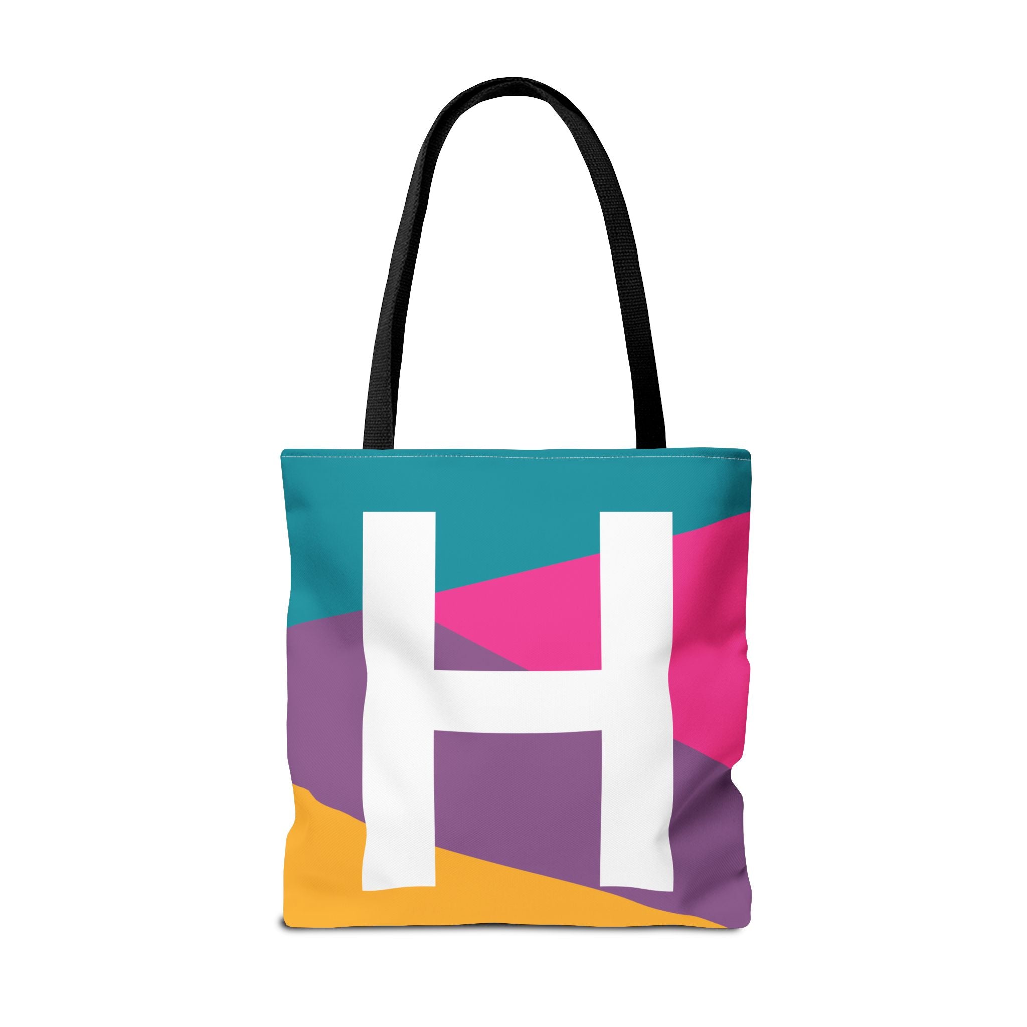Monogram 'H' Colorblock Tote Bag — Personalized Initial H Shoulder Tote