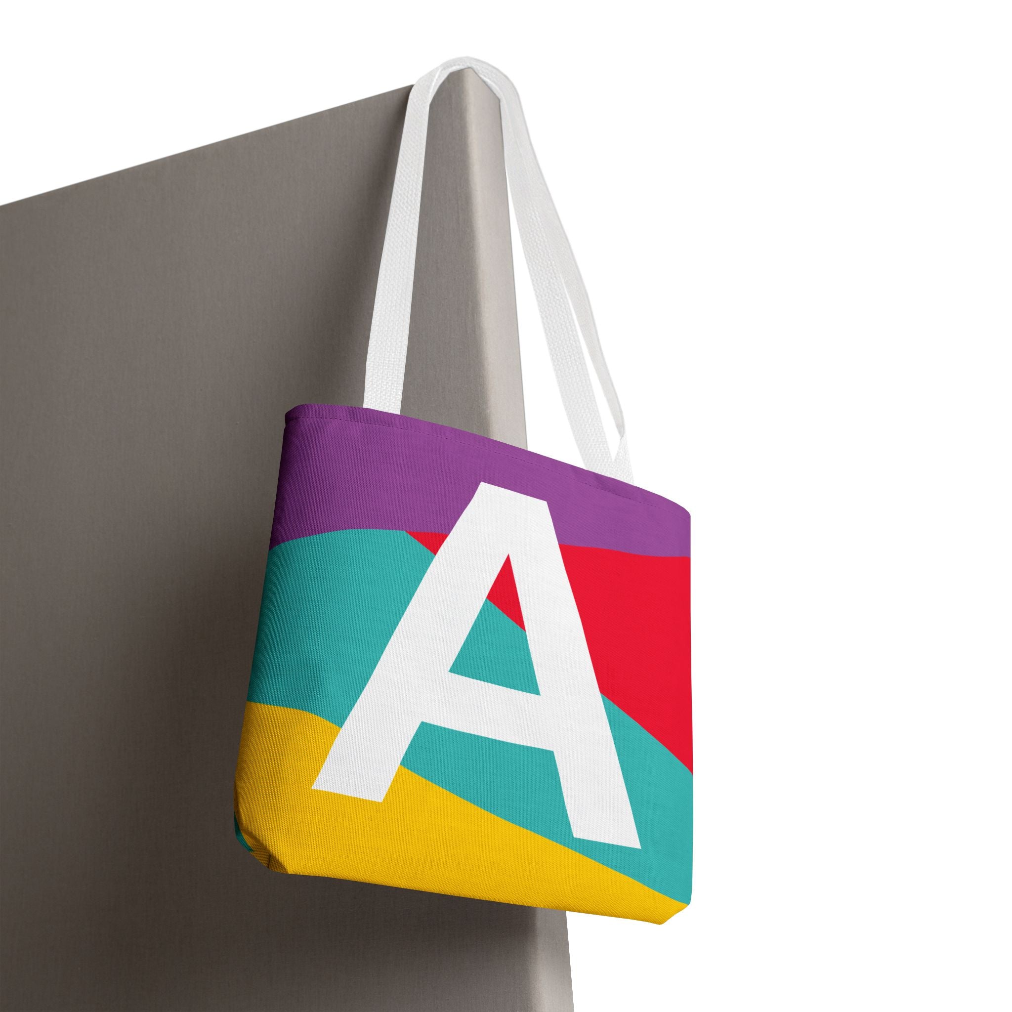 Monogram 'A' Colorblock Tote Bag — Personalized Initial A Shoulder Tote
