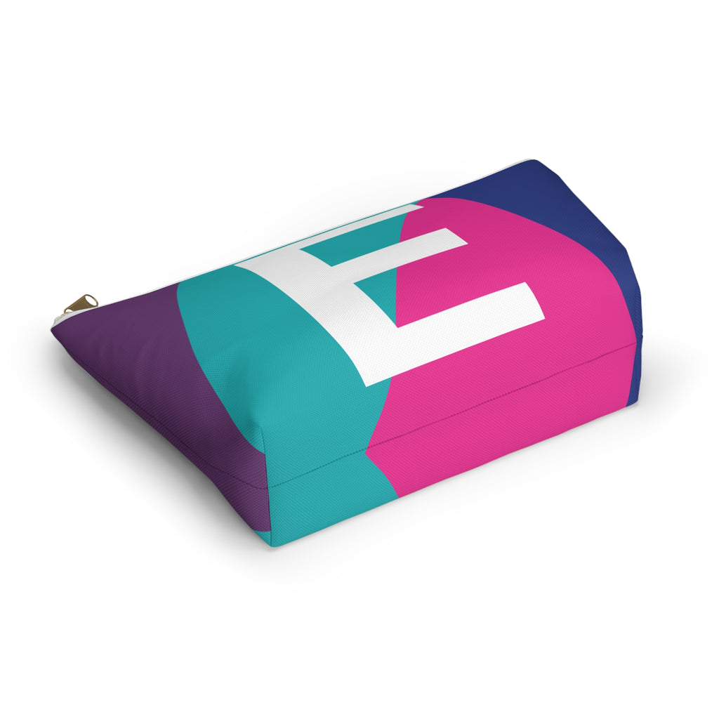 Initials Colorblock Accessory Pouch — Monogram E T-Bottom Cosmetic Bag