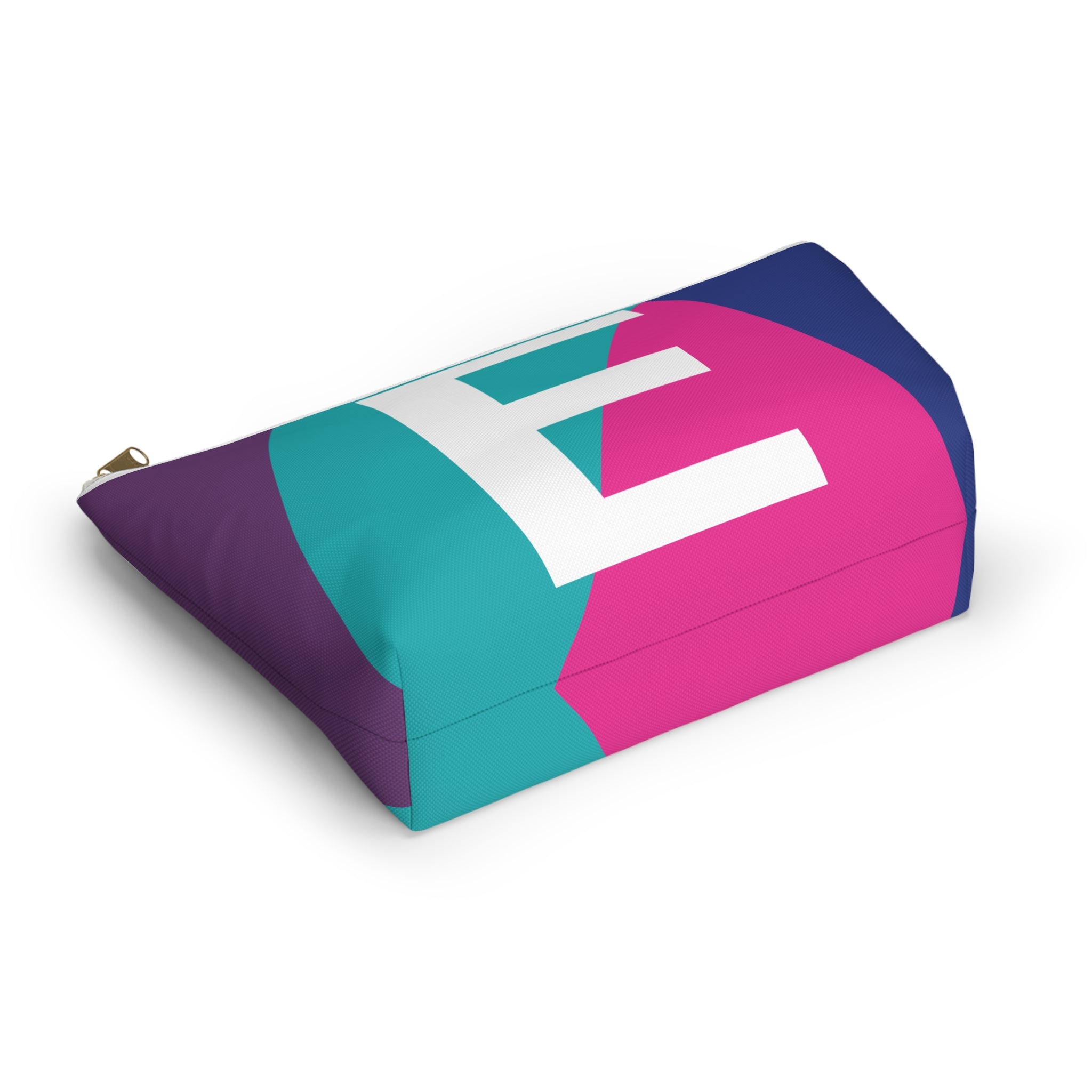 Initials Colorblock Accessory Pouch — Monogram E T-Bottom Cosmetic Bag