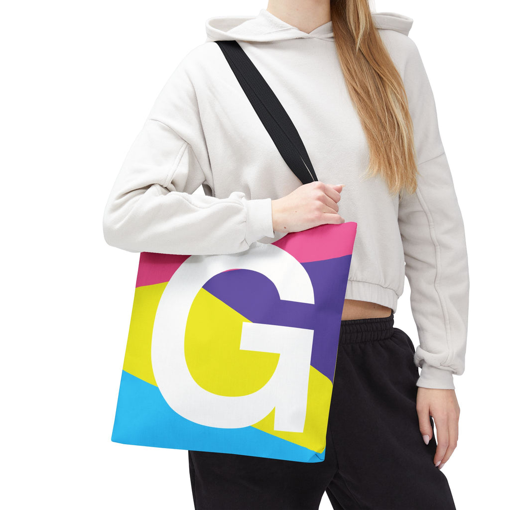 Monogram 'G' Colorblock Tote Bag — Personalized Initial G Shoulder Tote