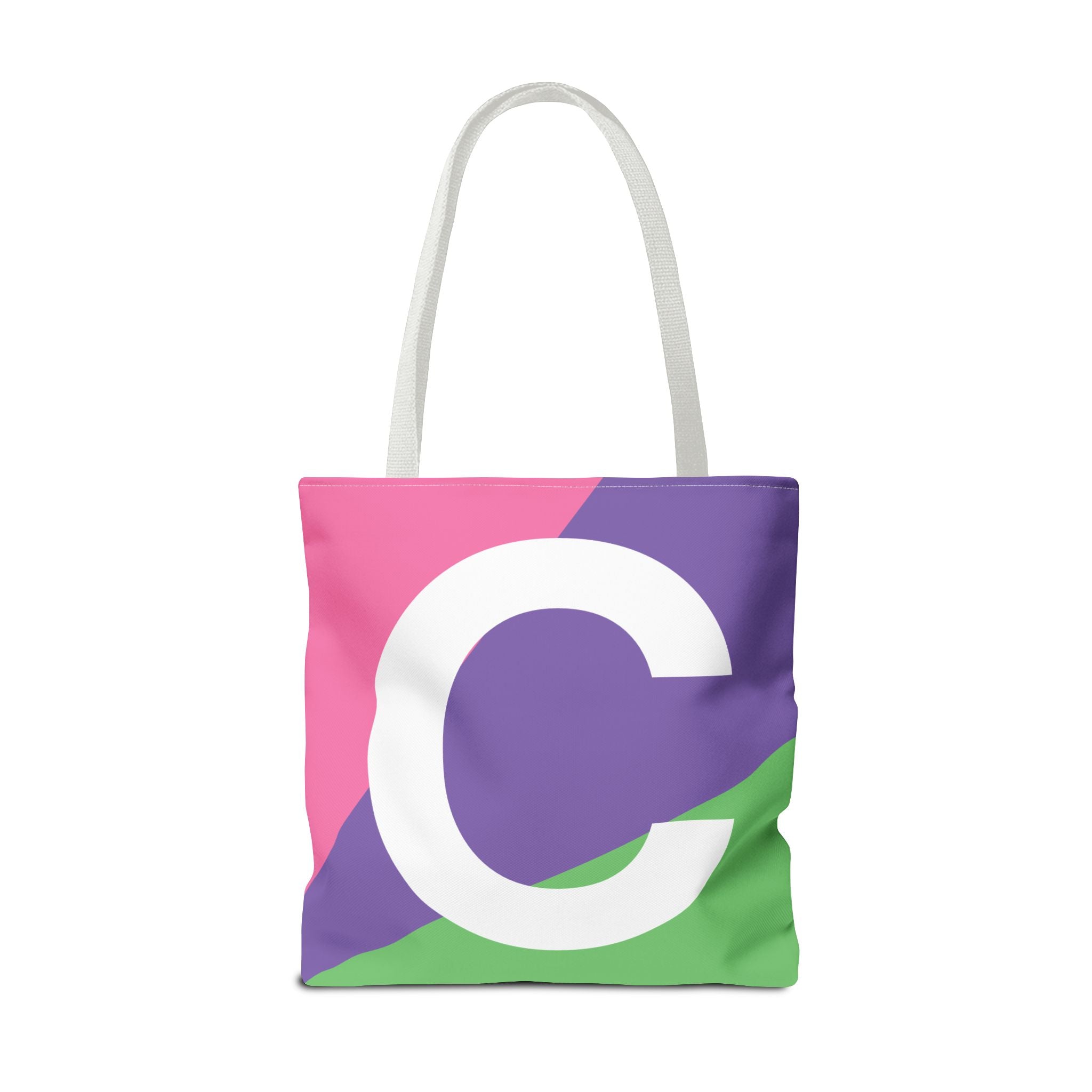 Monogram 'C' Colorblock Tote Bag — Personalized Initial C Shoulder Tote