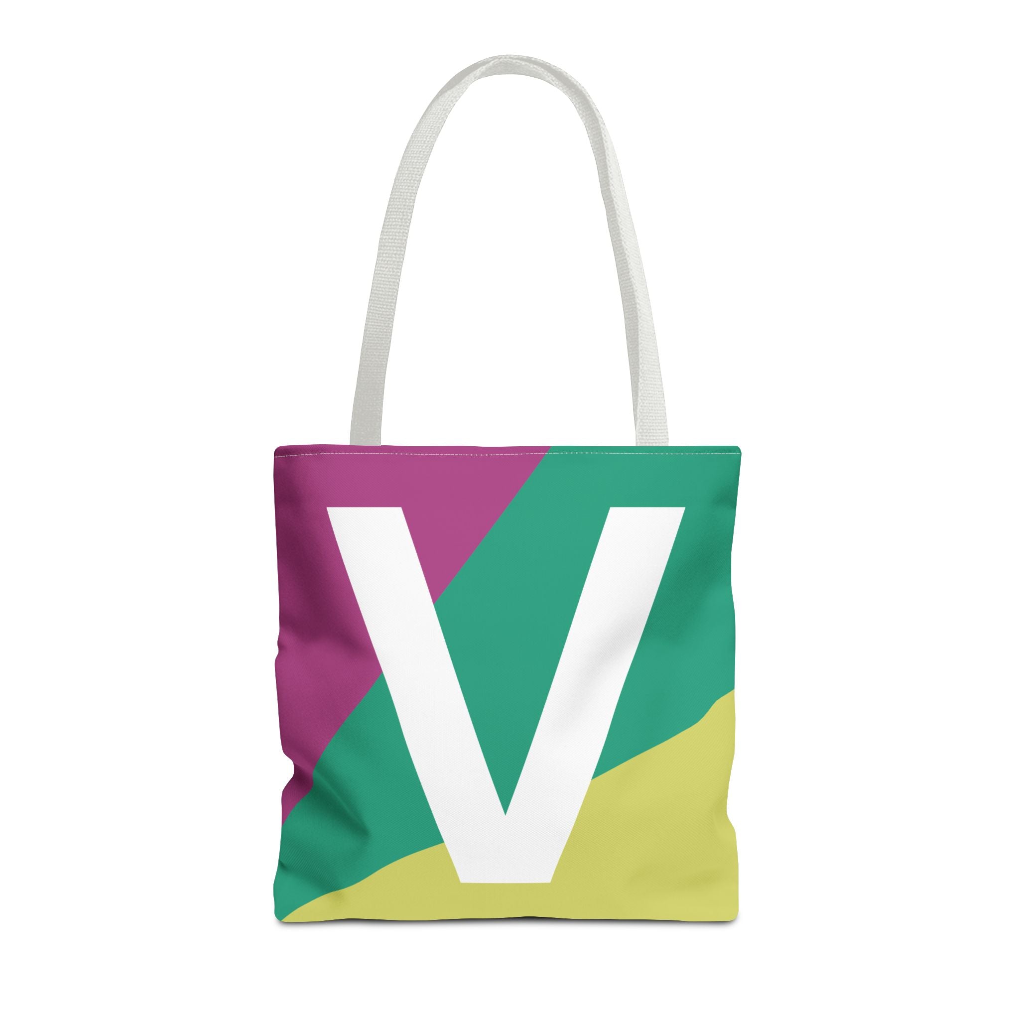 Monogram 'V' Colorblock Tote Bag — Personalized Initial V Shoulder Tote