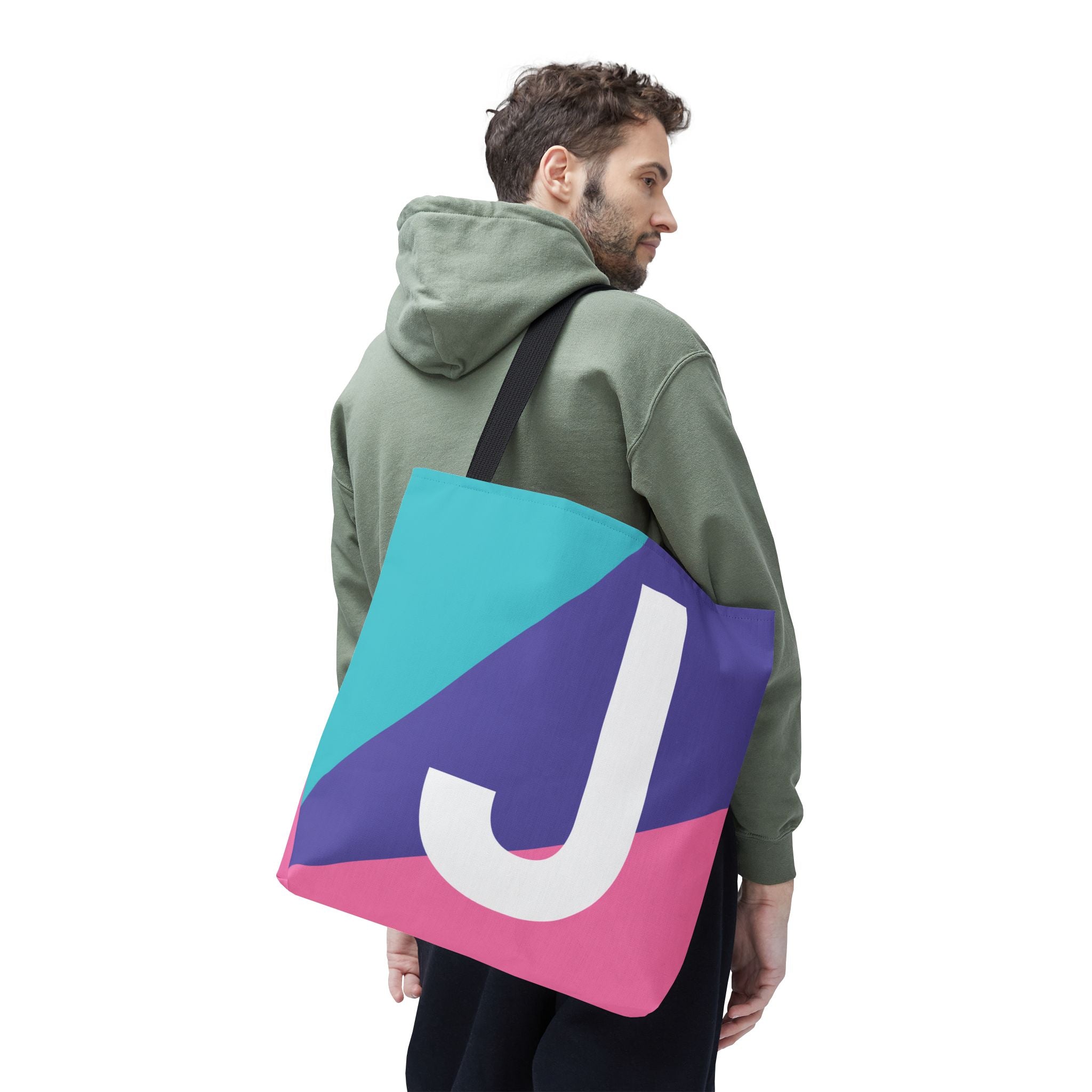 Monogram 'J' Colorblock Tote Bag — Personalized Initial J Shoulder Tote