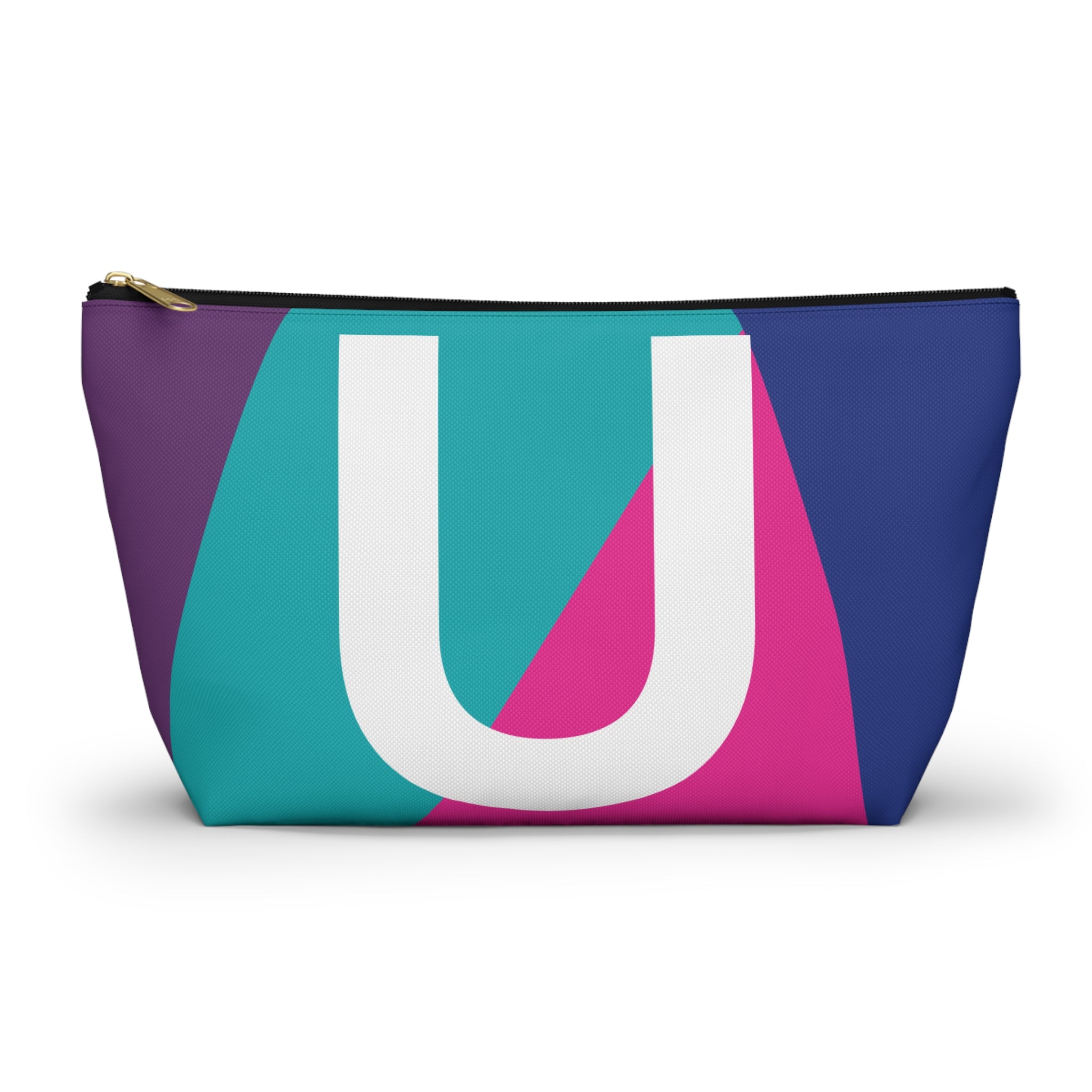 Initials Colorblock Accessory Pouch — Monogram U T-Bottom Cosmetic Bag