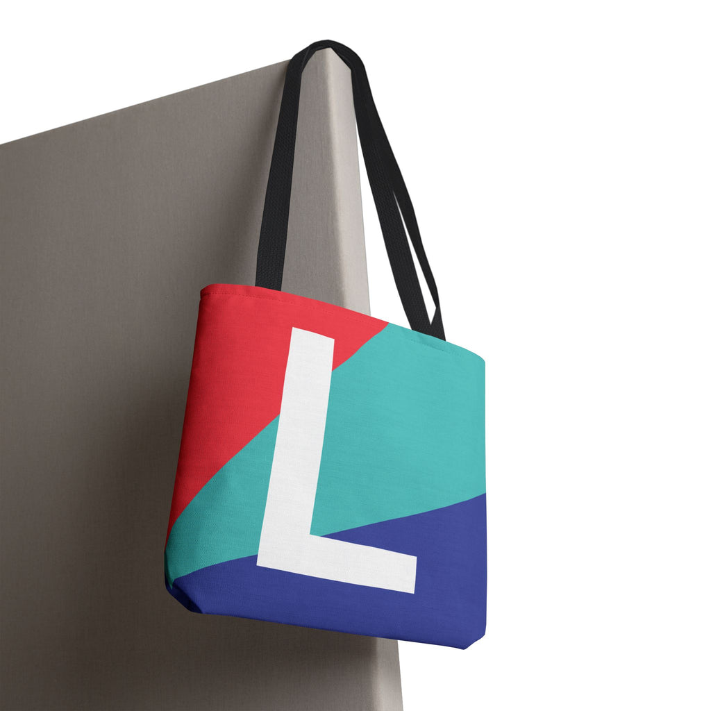 Monogram 'L' Colorblock Tote Bag — Personalized Initial L Shoulder Tote