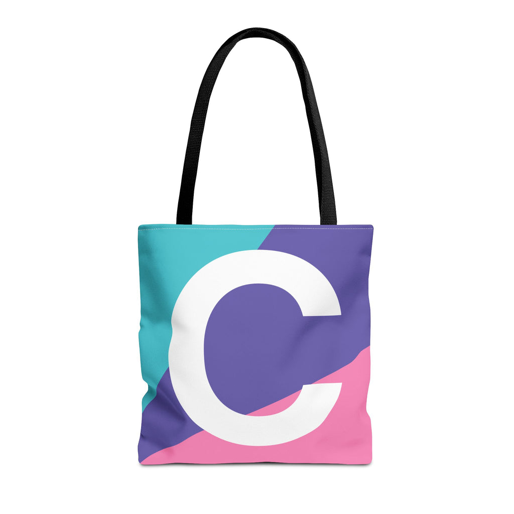 Monogram 'C' Colorblock Tote Bag — Personalized Initial C Shoulder Tote