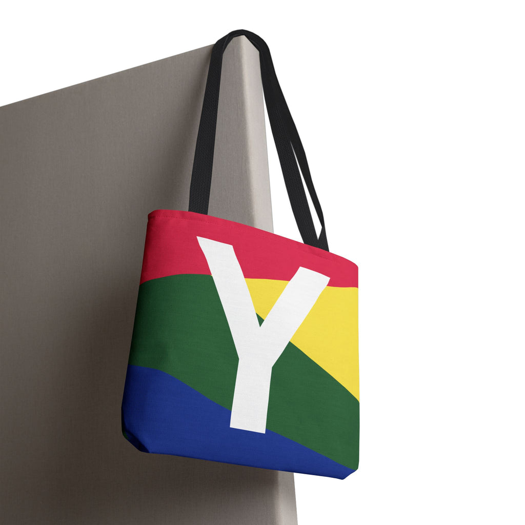 Monogram 'Y' Colorblock Tote Bag — Personalized Initial Y Shoulder Tote