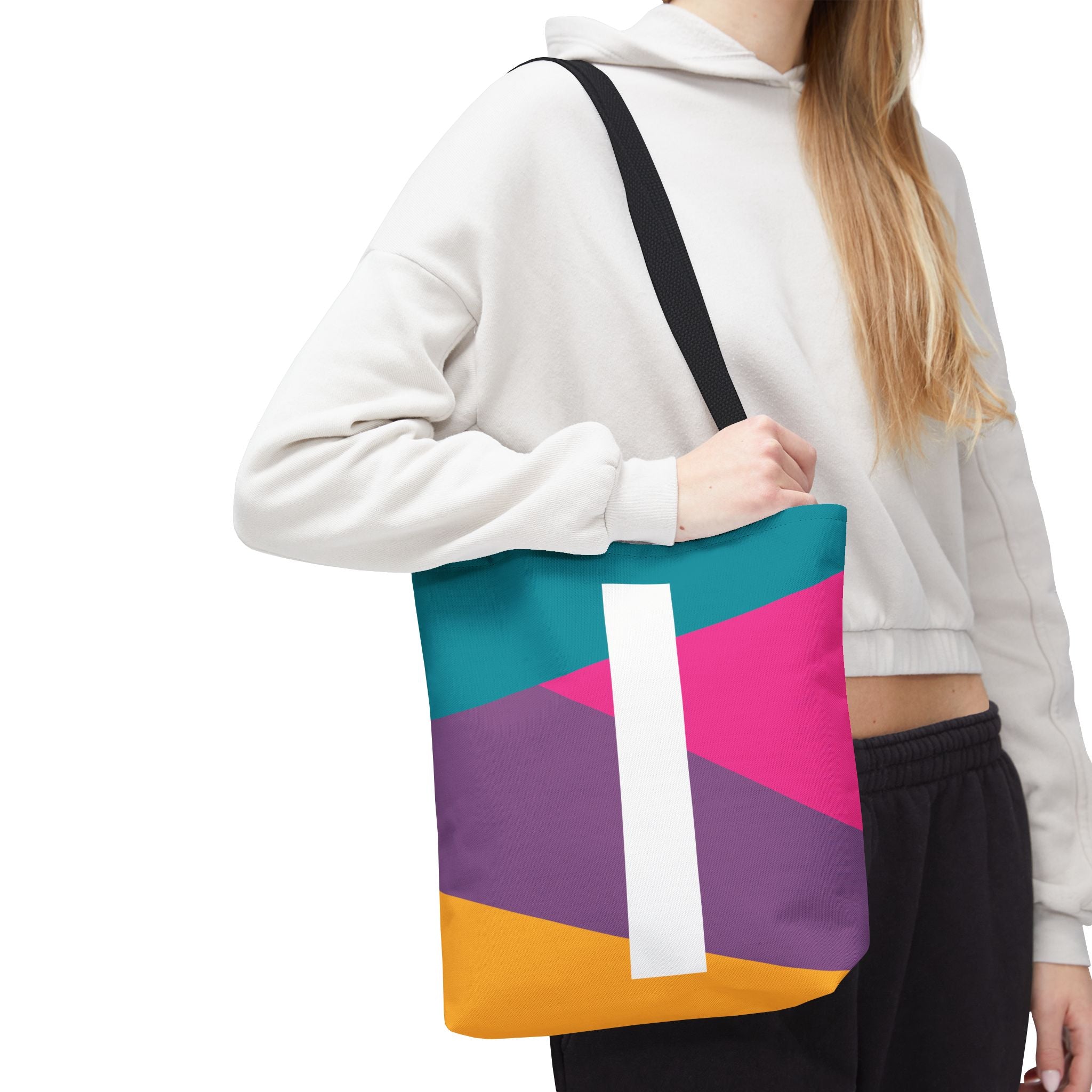 Monogram 'I' Colorblock Tote Bag — Personalized Initial I Shoulder Tote