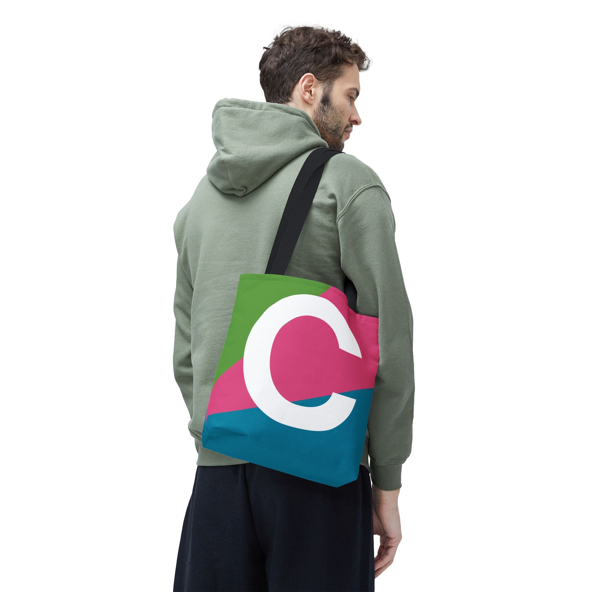 Monogram 'C' Colorblock Tote Bag — Personalized Initial C Shoulder Tote