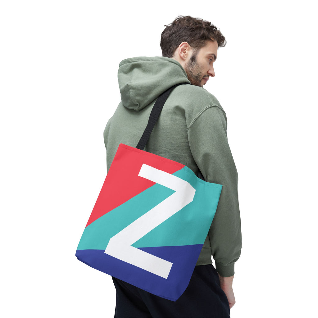 Monogram 'Z' Colorblock Tote Bag — Personalized Initial Z Shoulder Tote