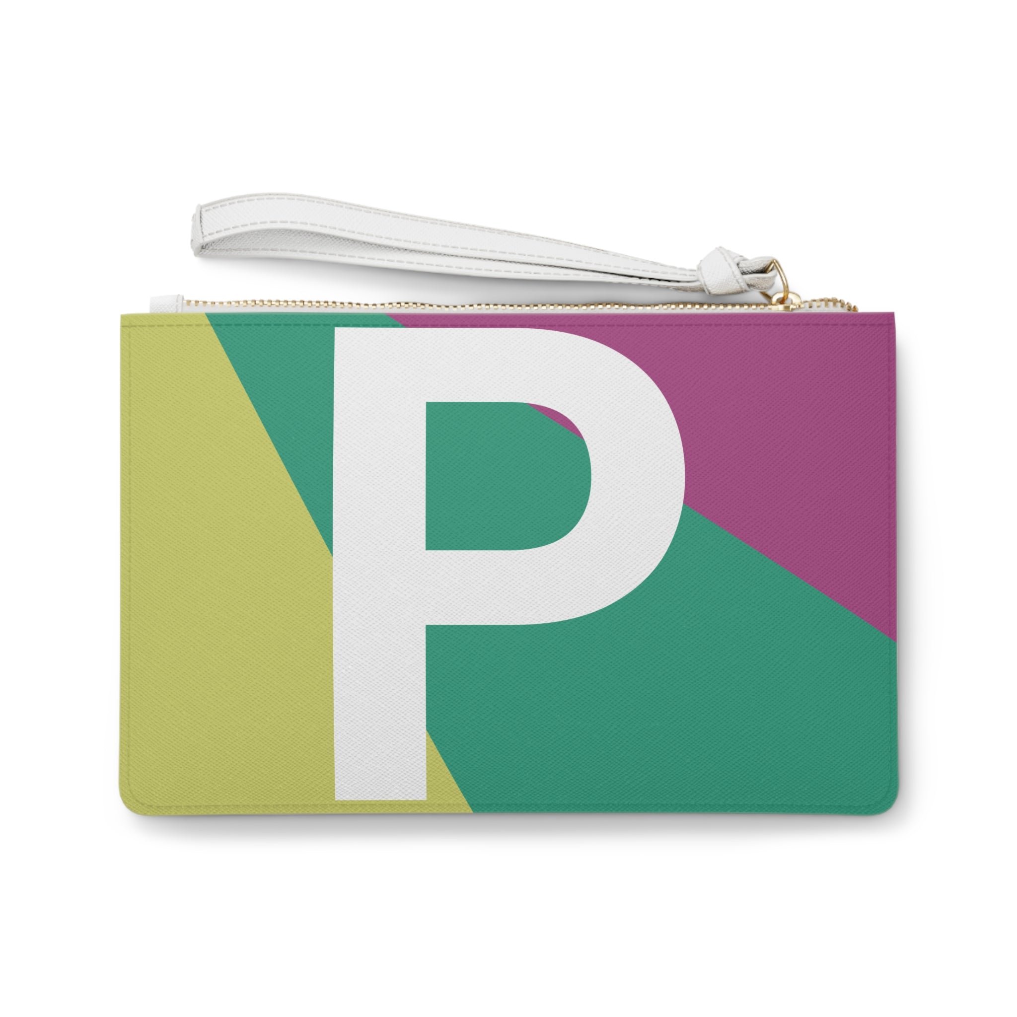 Monogram 'P' Colorblock Clutch Bag — Bold Geometric Wristlet for Everyday & Gifts