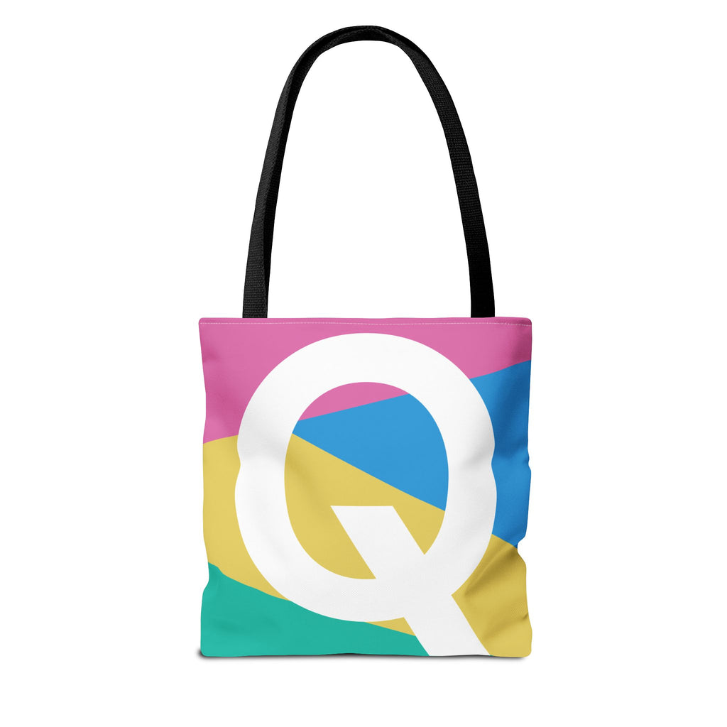 Monogram 'Q' Colorblock Tote Bag — Personalized Initial Q Shoulder Tote