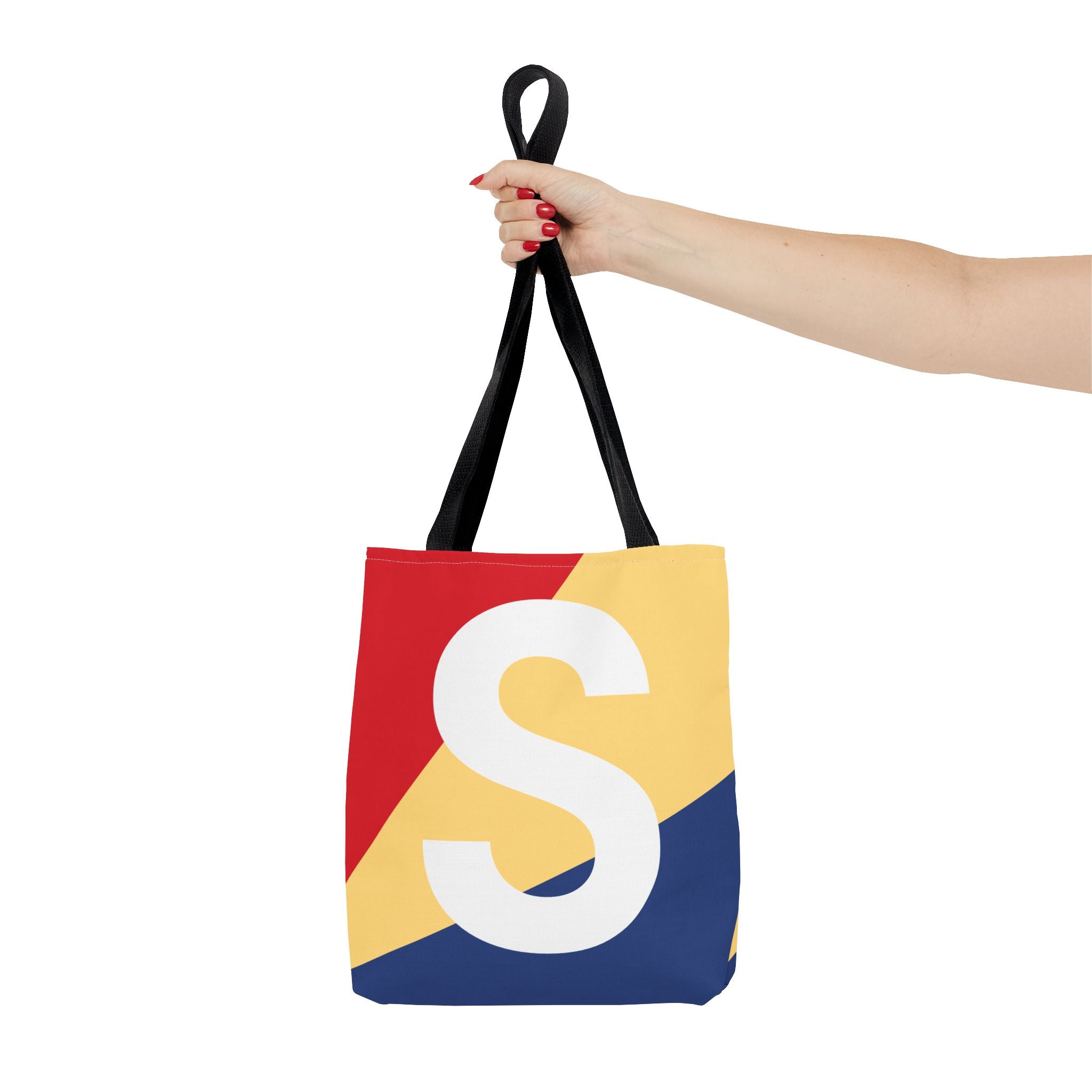 Monogram 'S' Colorblock Tote Bag — Personalized Initial S Shoulder Tote