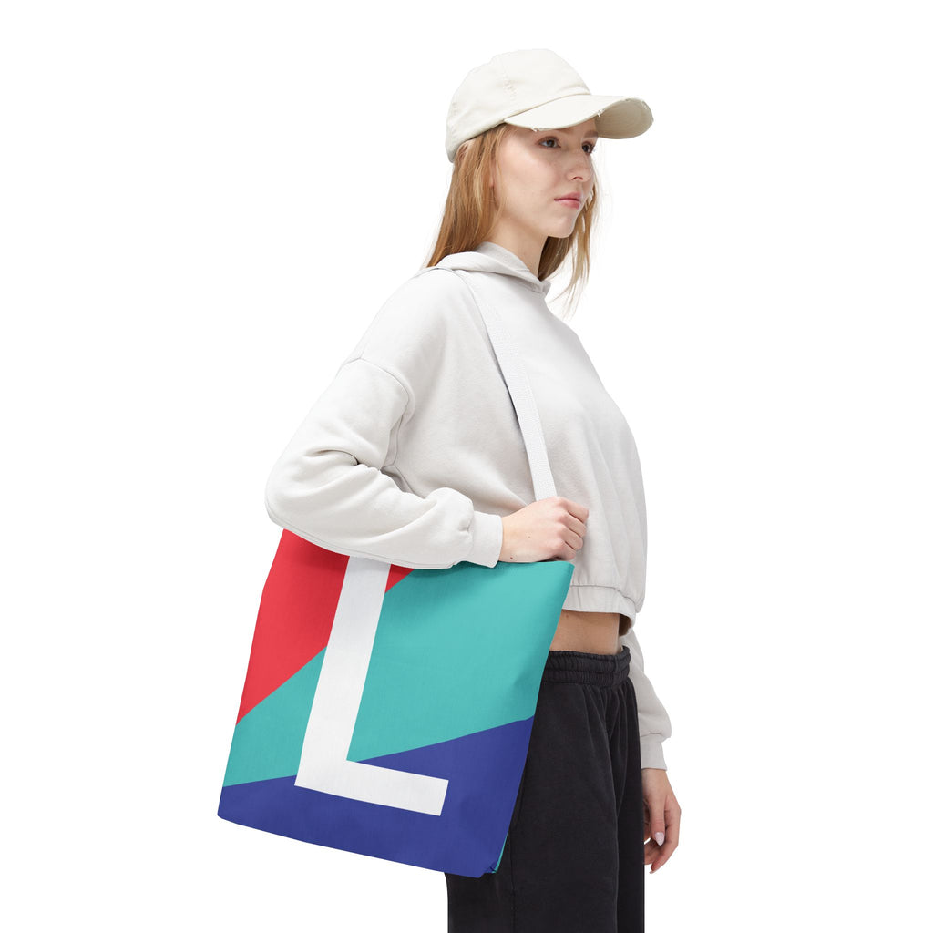 Monogram 'L' Colorblock Tote Bag — Personalized Initial L Shoulder Tote