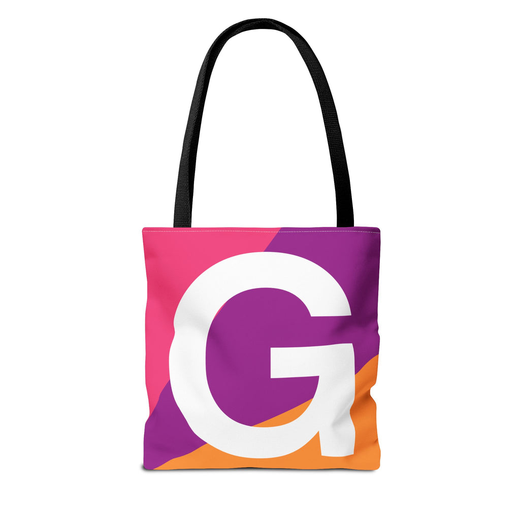 Monogram 'G' Colorblock Tote Bag — Personalized Initial G Shoulder Tote