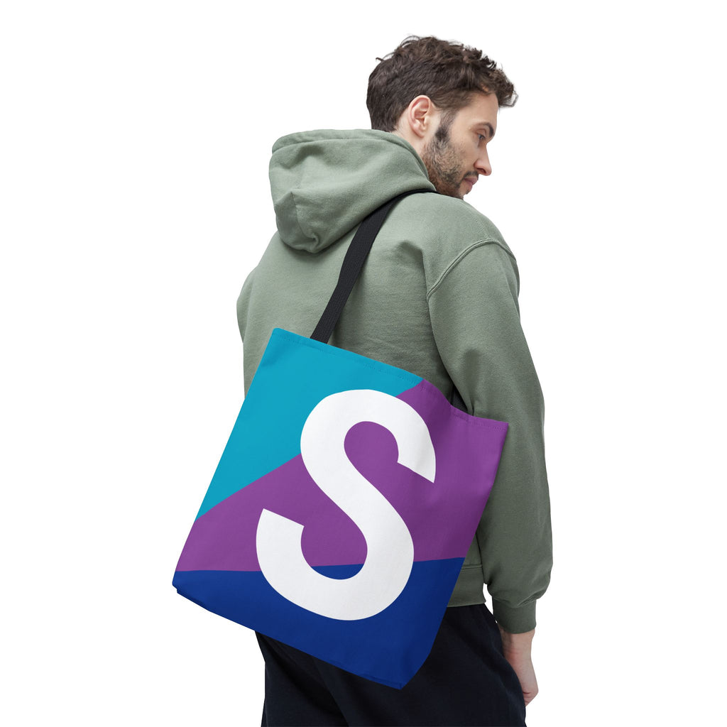 Monogram 'S' Colorblock Tote Bag — Personalized Initial S Shoulder Tote