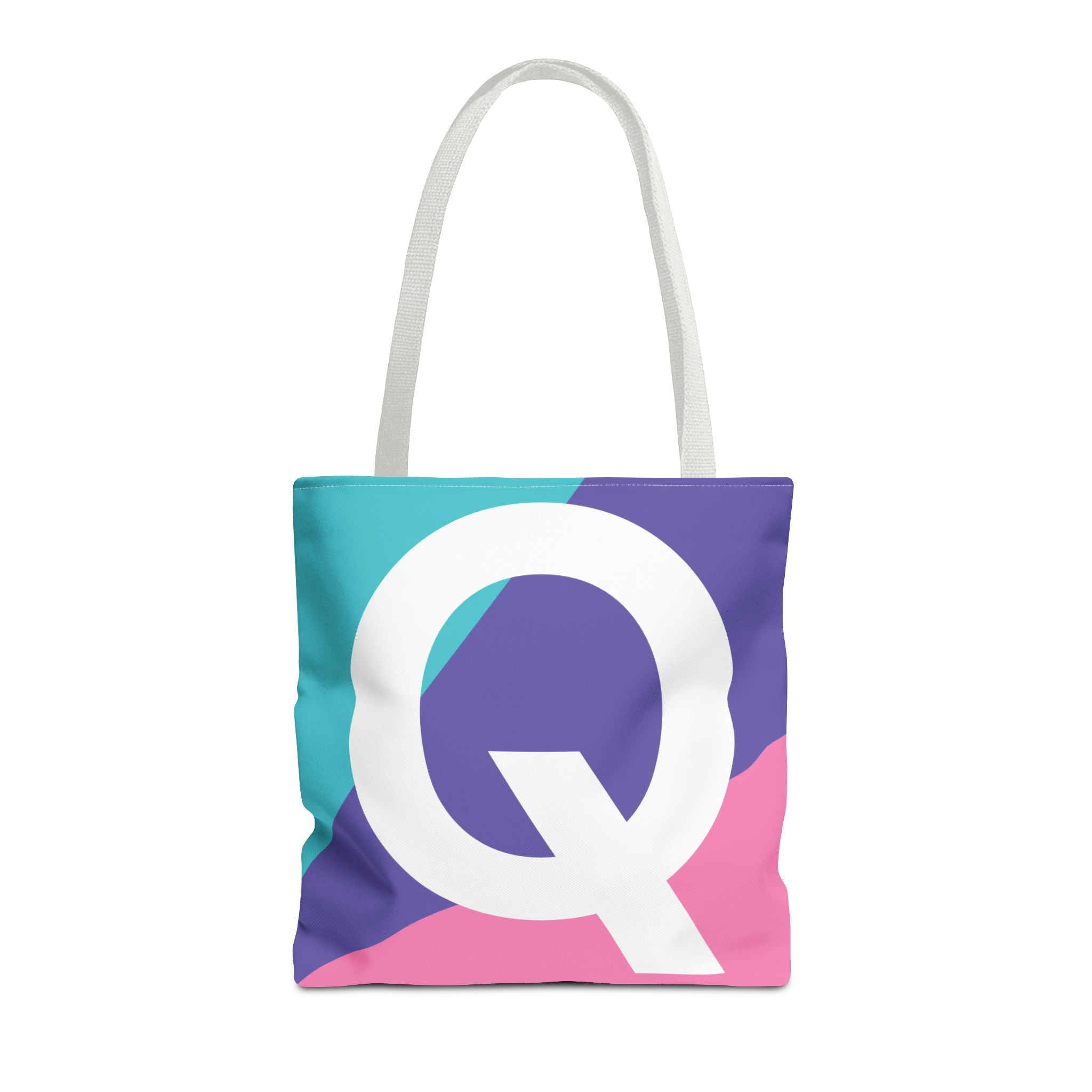 Monogram 'Q' Colorblock Tote Bag — Personalized Initial Q Shoulder Tote