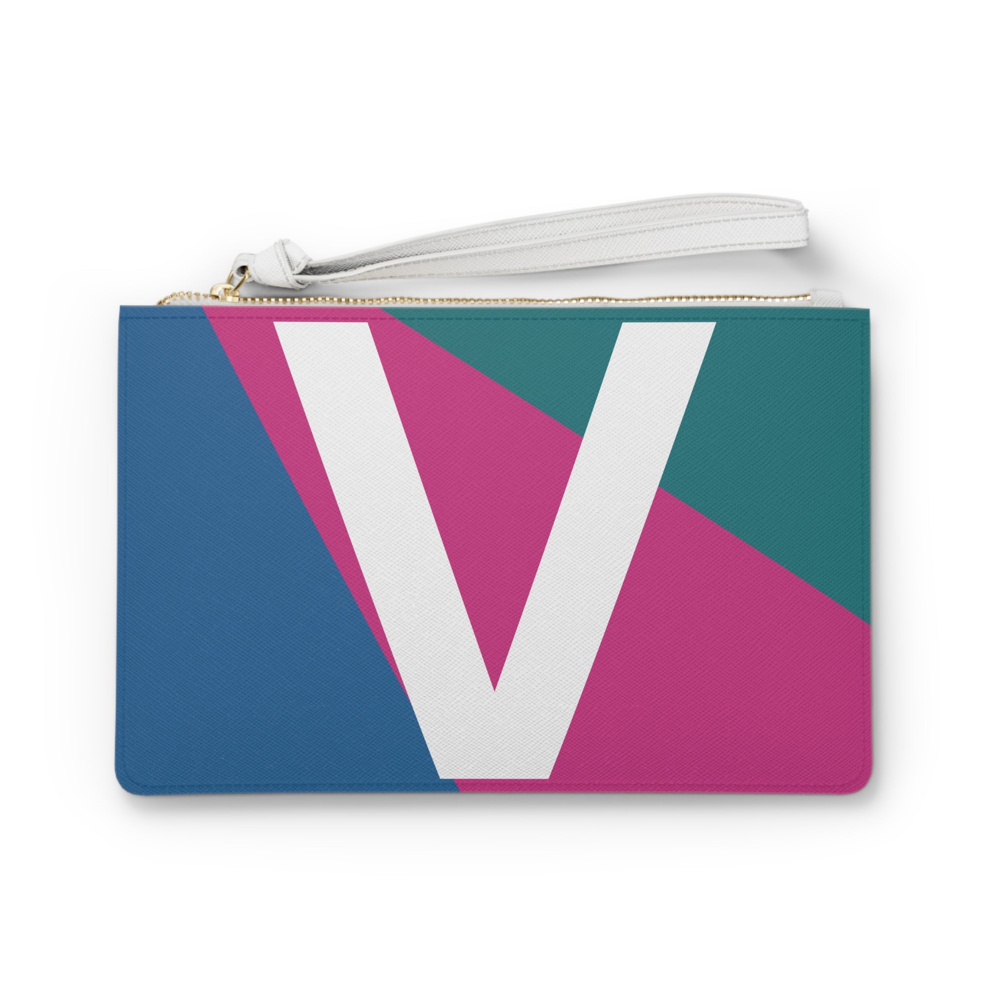 Monogram 'V' Colorblock Clutch Bag — Bold Geometric Wristlet for Everyday & Gifts