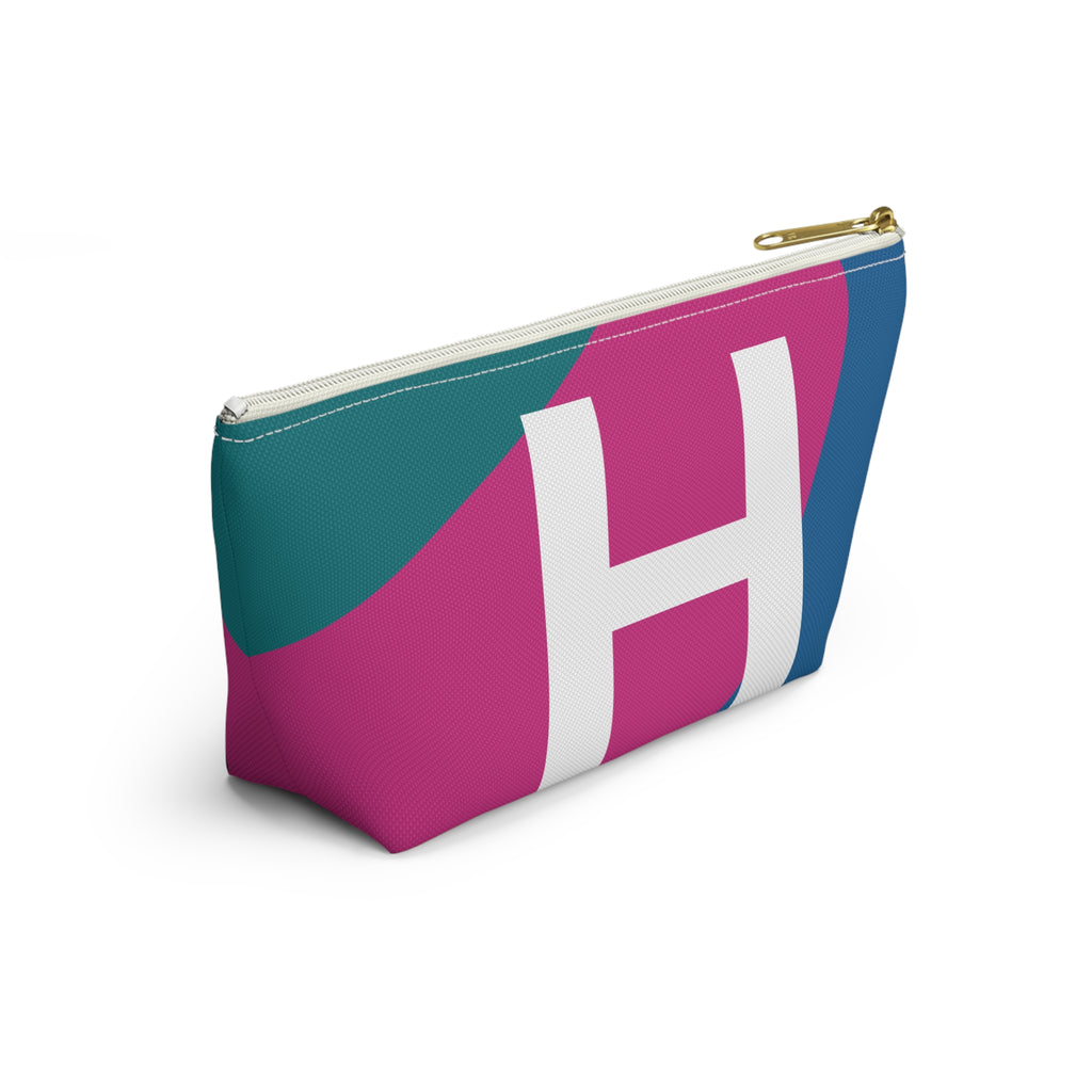 Initials Colorblock Accessory Pouch — Monogram H T-Bottom Cosmetic Bag