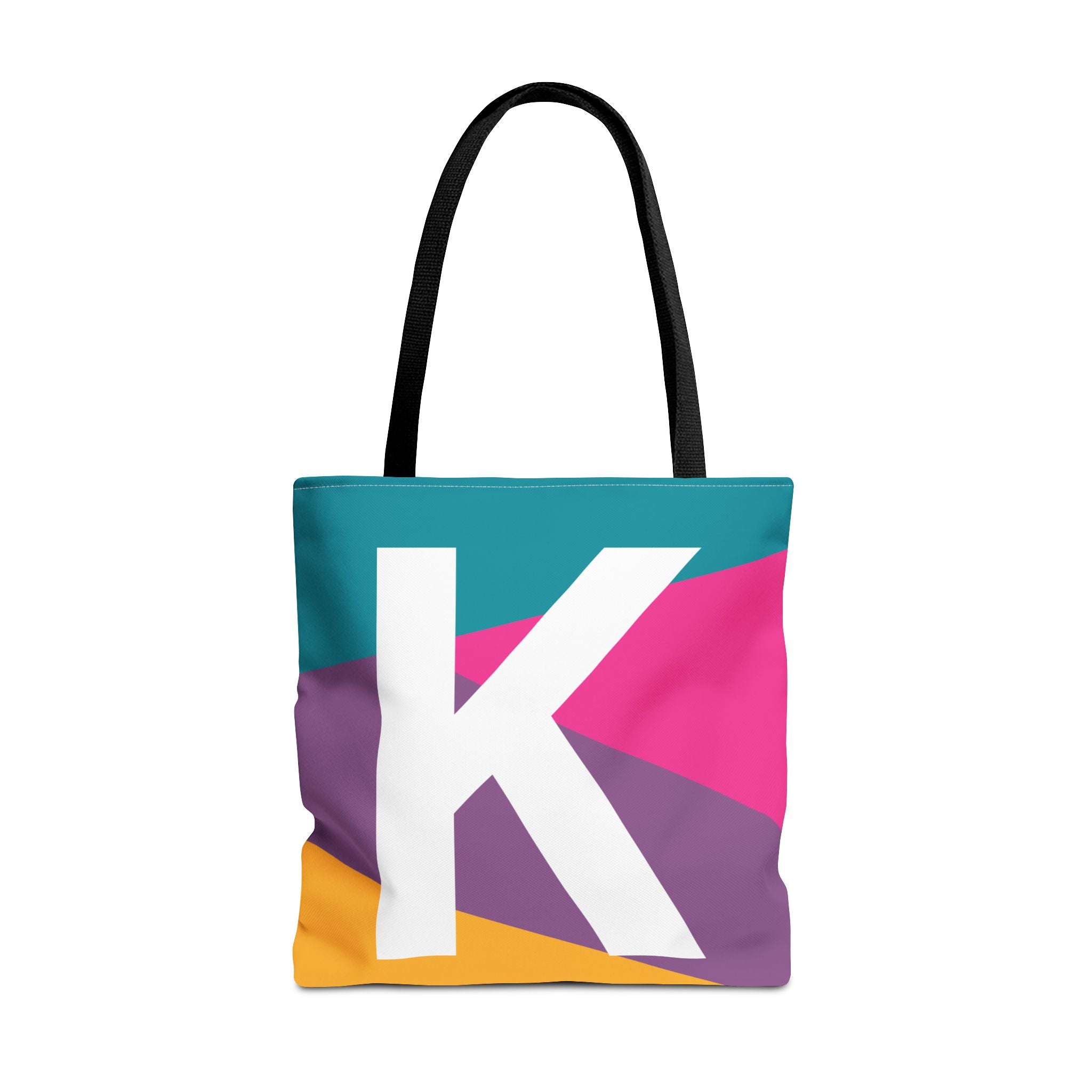 Monogram 'K' Colorblock Tote Bag — Personalized Initial K Shoulder Tote