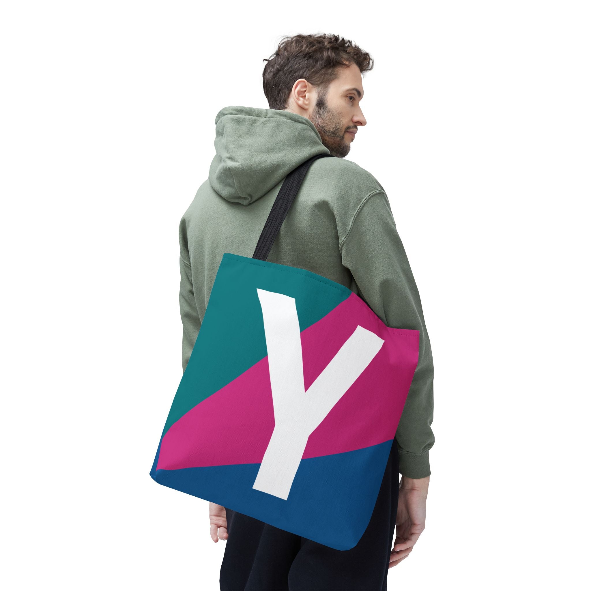 Monogram 'Y' Colorblock Tote Bag — Personalized Initial Y Shoulder Tote