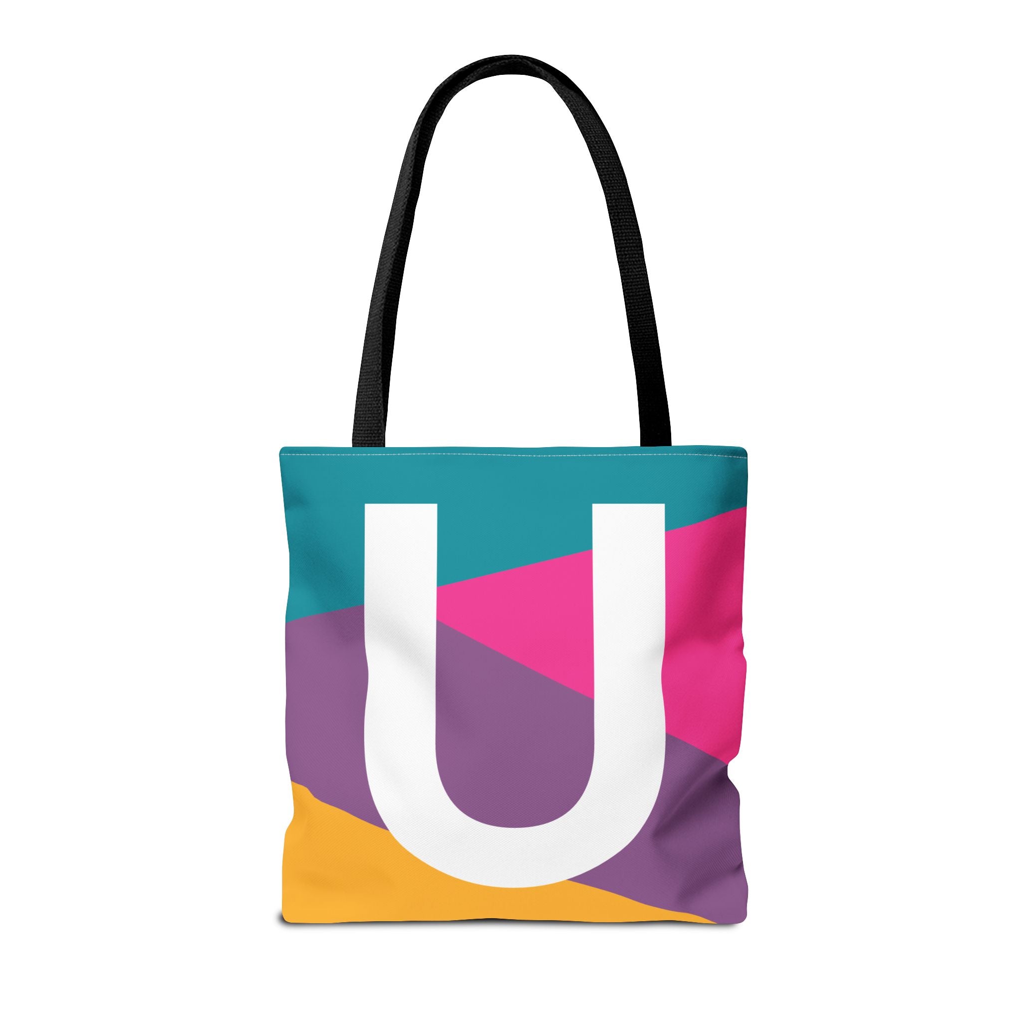 Monogram 'U' Colorblock Tote Bag — Personalized Initial U Shoulder Tote