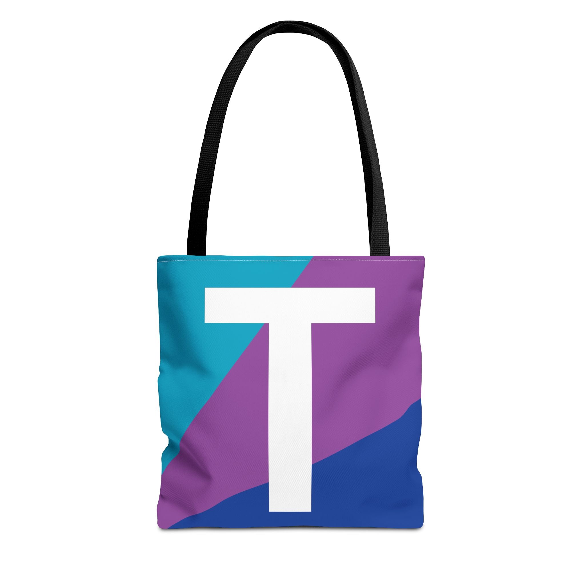 Monogram 'T' Colorblock Tote Bag — Personalized Initial T Shoulder Tote
