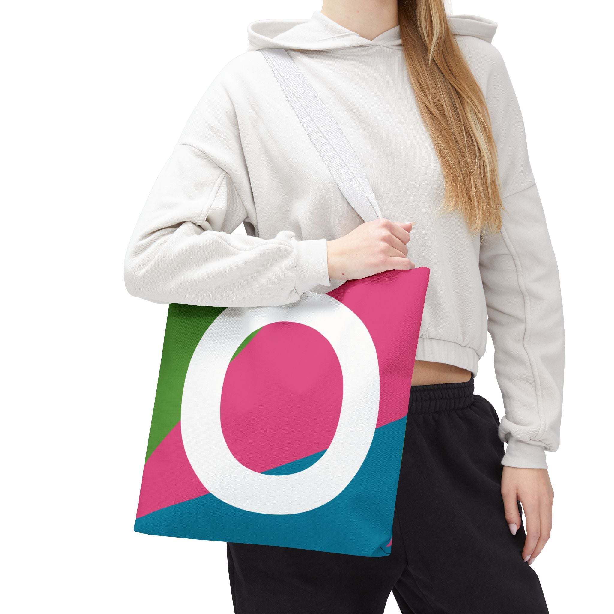 Monogram 'O' Colorblock Tote Bag — Personalized Initial O Shoulder Tote