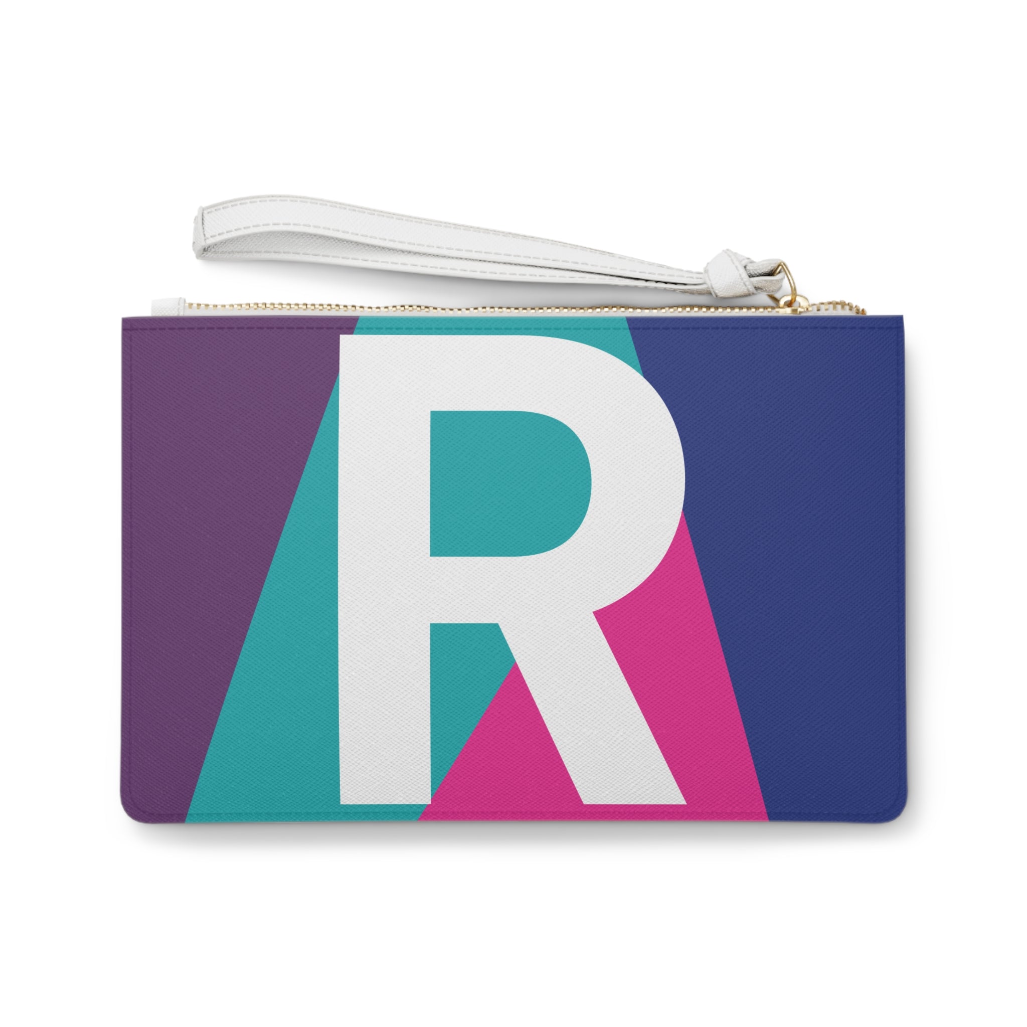 Monogram 'R' Colorblock Clutch Bag — Bold Geometric Wristlet for Everyday & Gifts