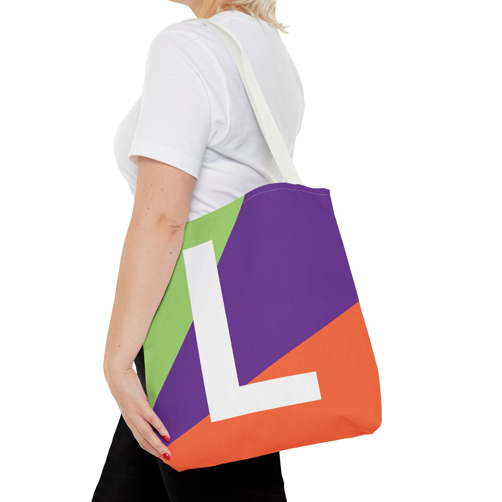 Monogram 'L' Colorblock Tote Bag — Personalized Initial L Shoulder Tote