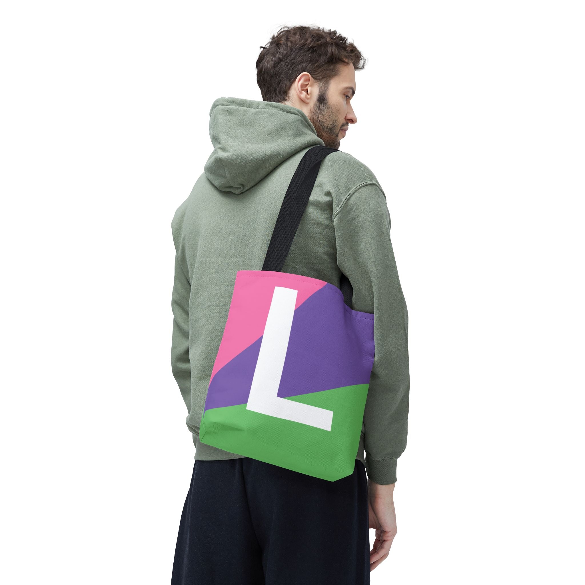 Monogram 'L' Colorblock Tote Bag — Personalized Initial L Shoulder Tote